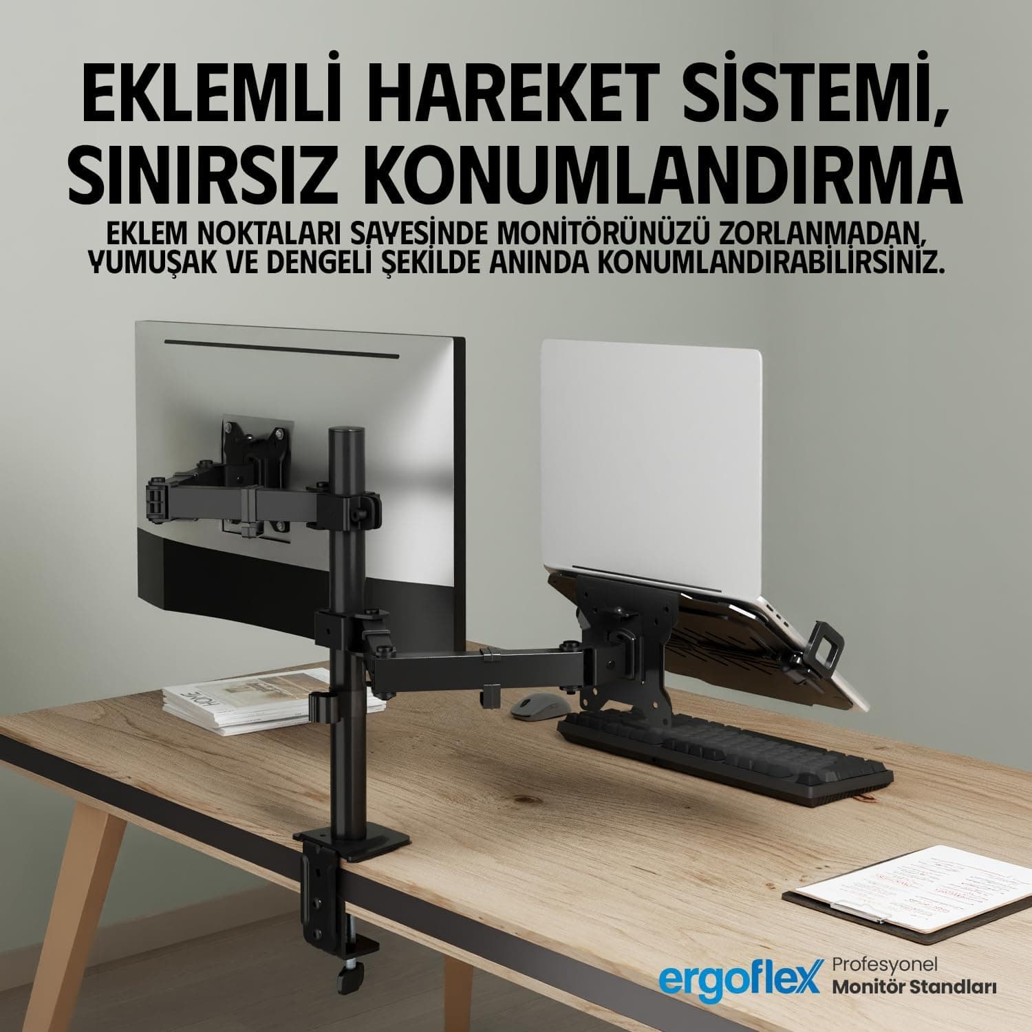 پایه نگهدارنده مانیتور و استند لپتاپ ergoflex دو بازو مدل A74L پایه نگهدارنده مانیتور و استند لپتاپ ergoflex دو بازو مدل A74L