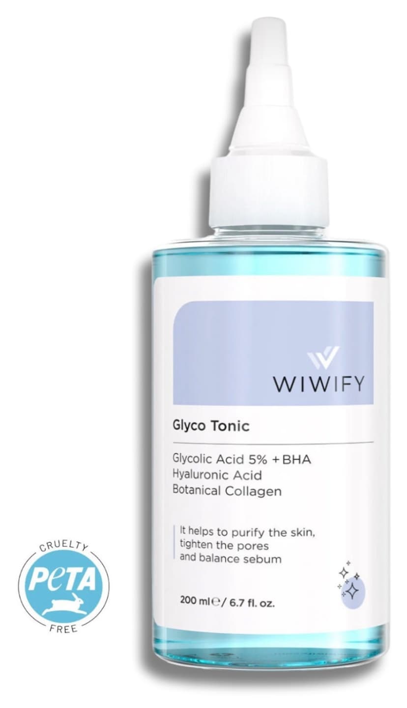 تونیک WIWIFY پاککننده و بازسازیکننده پوست ضد جوشهای سرسیاه Glycolic Acid 5% + BHA تونیک WIWIFY پاککننده و بازسازیکننده پوست ضد جوشهای سرسیاه Glycolic Acid 5% + BHA