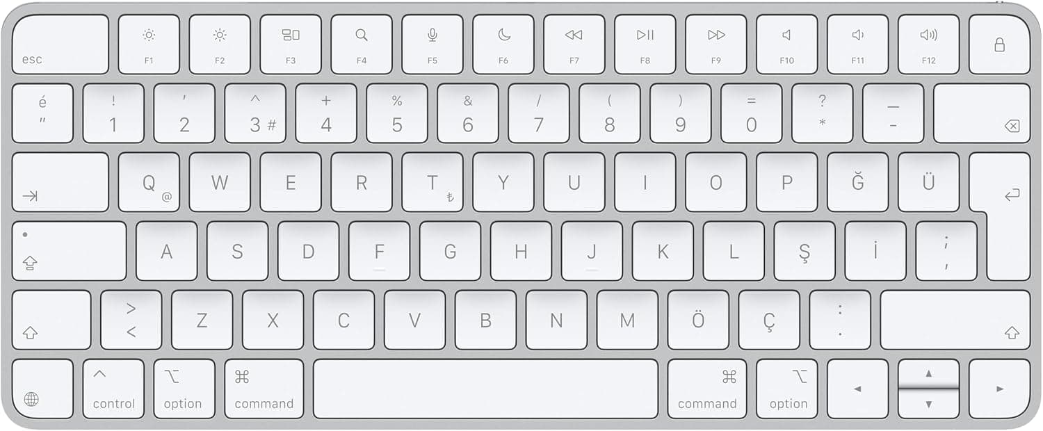 کیبورد Apple Magic Keyboard بلوتوث شارژی چیدمان ترکی Q نقرهای کیبورد Apple Magic Keyboard بلوتوث شارژی چیدمان ترکی Q نقرهای