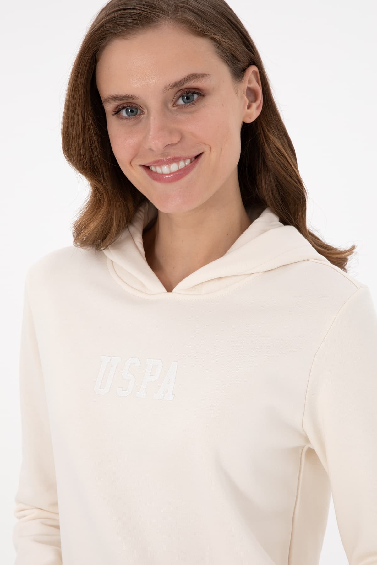 سوئیشرت زنانه U.S. Polo Assn. کلاهدار کرم ساده مدل 50289536-VR071 سوئیشرت زنانه U.S. Polo Assn. کلاهدار کرم ساده مدل 50289536-VR071