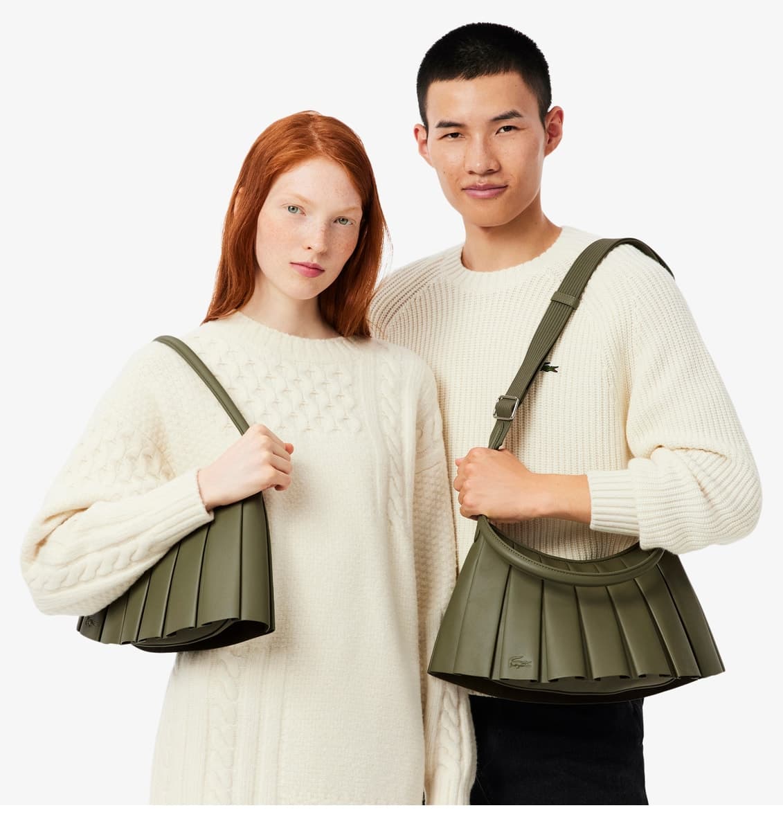 کیف دوشی زنانه Lacoste چرمی خاکی مدل Lenglen Medium کیف دوشی زنانه Lacoste چرمی خاکی مدل Lenglen Medium
