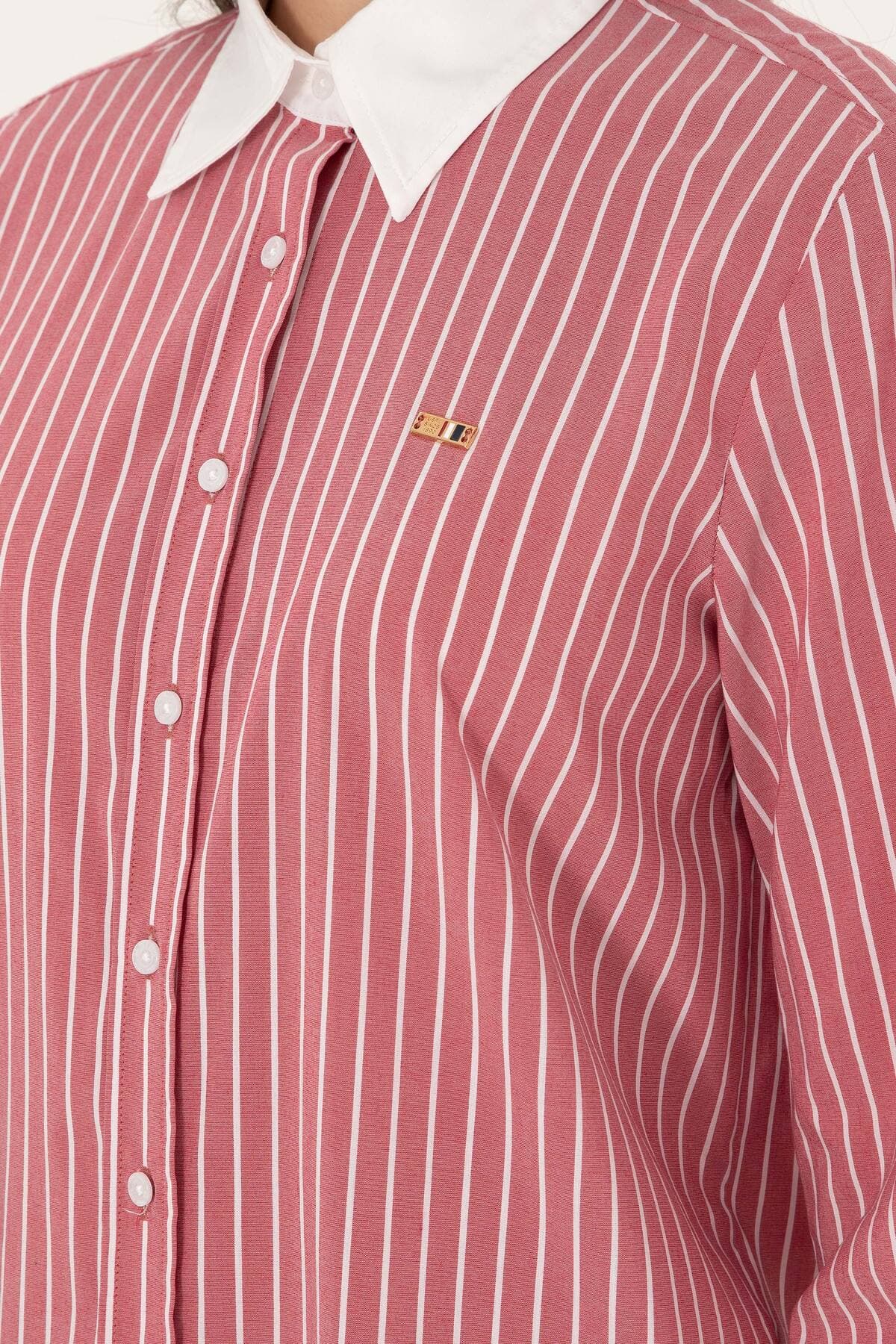 پیراهن تونیک زنانه U.S. Polo Assn. راهراه آلبالویی آستین بلند مدل 50297107-VR223 پیراهن تونیک زنانه U.S. Polo Assn. راهراه آلبالویی آستین بلند مدل 50297107-VR223