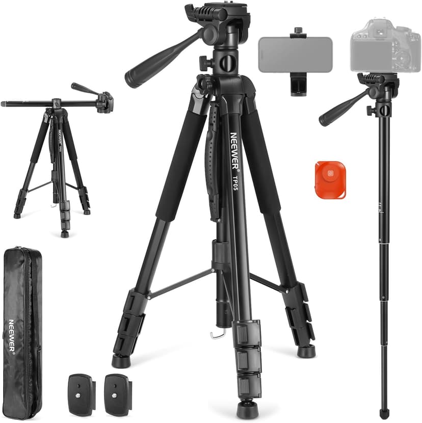 سهپایه تکپایه ویدیویی NEEWER BASICS 74" سر پن تیلت سهحالته ریموت مدل TP05 سهپایه تکپایه ویدیویی NEEWER BASICS 74" سر پن تیلت سهحالته ریموت مدل TP05