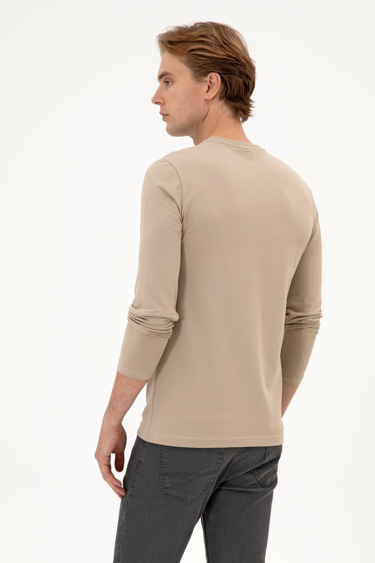 سوئیشرت مردانه U.S. Polo Assn. اسلیم فیت یقه گرد بژ تیره Süprem Basic 50313744-VR088 سوئیشرت مردانه U.S. Polo Assn. اسلیم فیت یقه گرد بژ تیره Süprem Basic 50313744-VR088