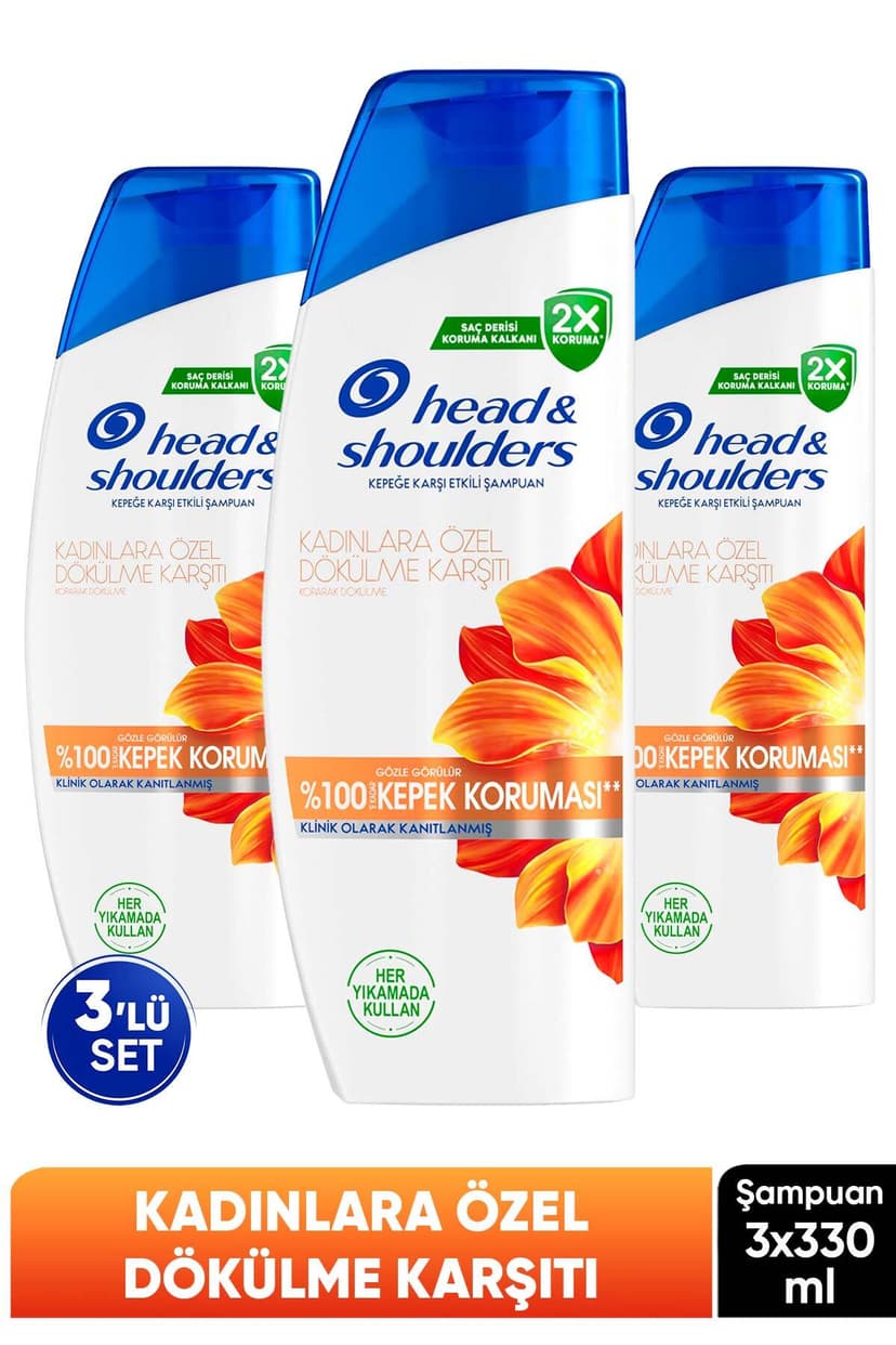 شامپو زنانه Head & Shoulders ضد ریزش و ضدشوره 3×330ml شامپو زنانه Head & Shoulders ضد ریزش و ضدشوره 3×330ml
