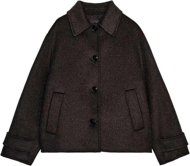 کت پشمی کوتاه زنانه Zara رنگ شتری سایز XL کت پشمی کوتاه زنانه Zara رنگ شتری سایز XL