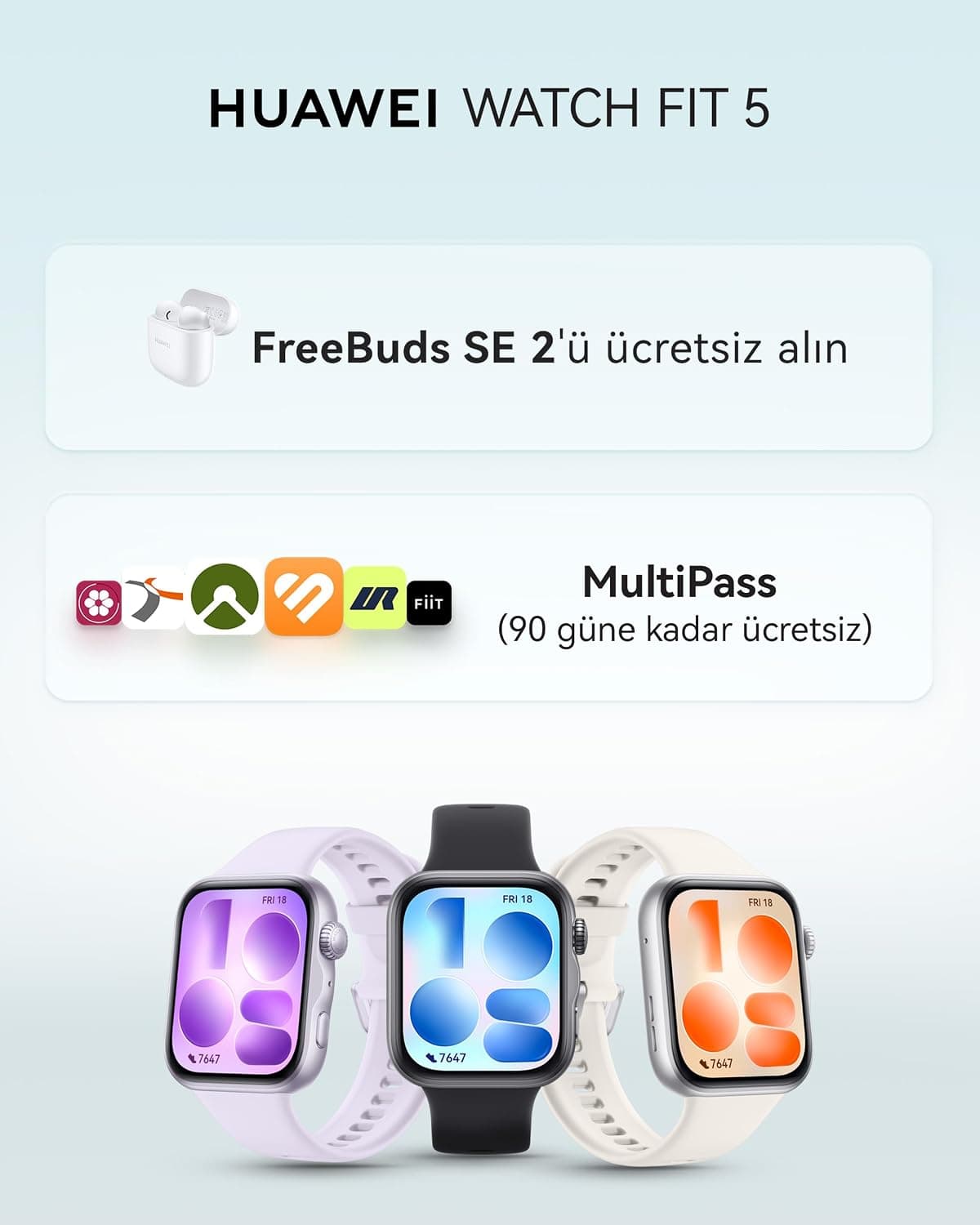 ساعت هوشمند HUAWEI WATCH FIT 5 + FreeBuds SE 2 مشکی ساعت هوشمند HUAWEI WATCH FIT 5 + FreeBuds SE 2 مشکی