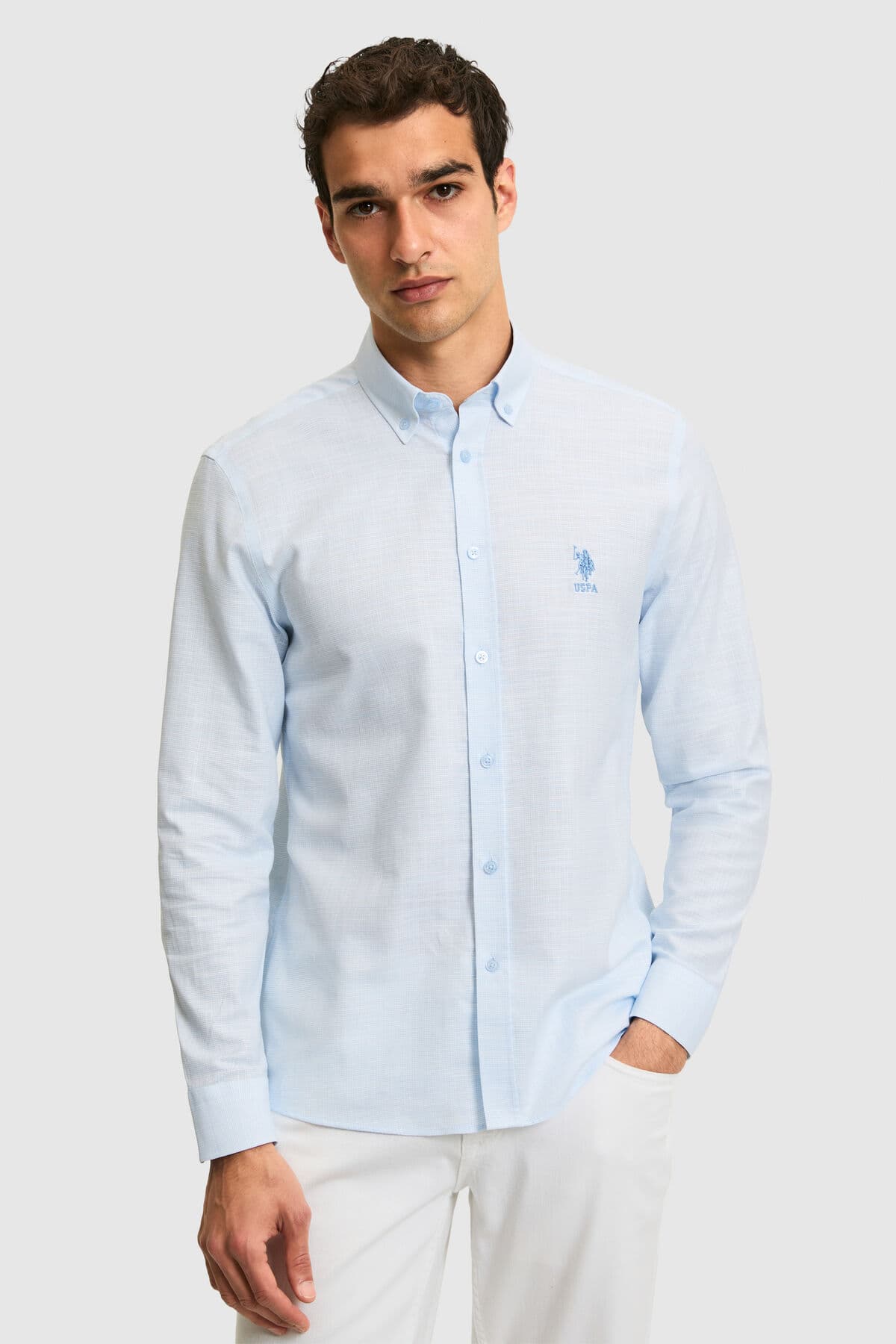 پیراهن مردانه U.S. Polo Assn. آستینبلند آبی روشن مدل 50324718-VR003 پیراهن مردانه U.S. Polo Assn. آستینبلند آبی روشن مدل 50324718-VR003