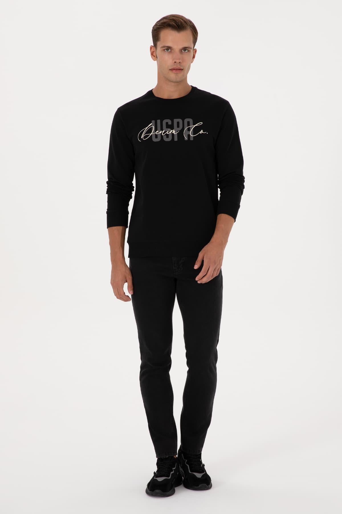 سوئیشرت مردانه U.S. Polo Assn. فیت معمولی یقه گرد مشکی نازک مدل 50315570-VR046 سوئیشرت مردانه U.S. Polo Assn. فیت معمولی یقه گرد مشکی نازک مدل 50315570-VR046