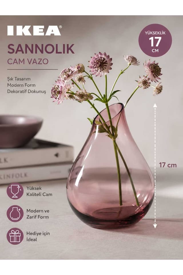 گلدان شیشهای دکوراتیو IKEA مدل SANNOLIK گلدان شیشهای دکوراتیو IKEA مدل SANNOLIK