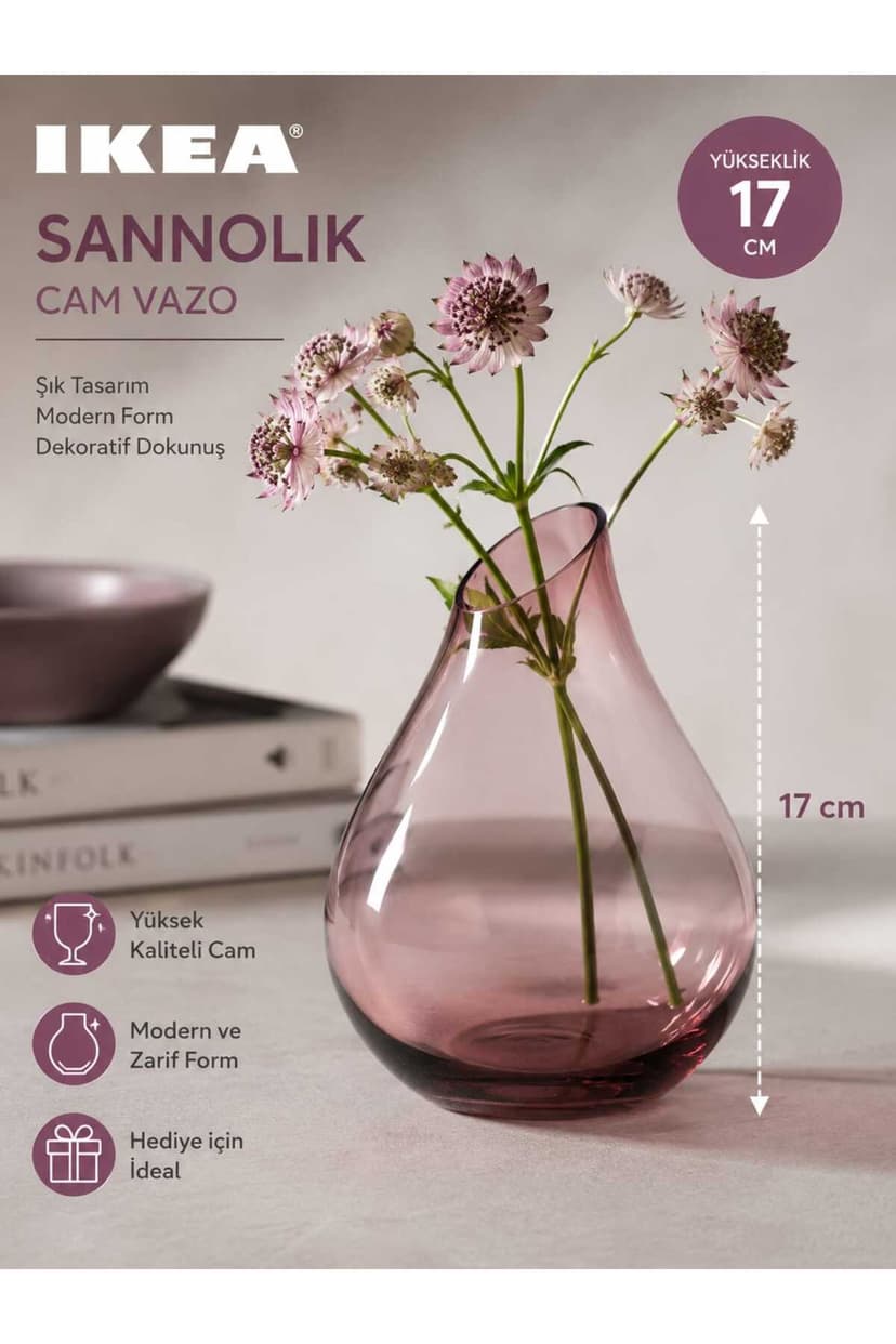 گلدان شیشهای دکوراتیو IKEA مدل SANNOLIK گلدان شیشهای دکوراتیو IKEA مدل SANNOLIK