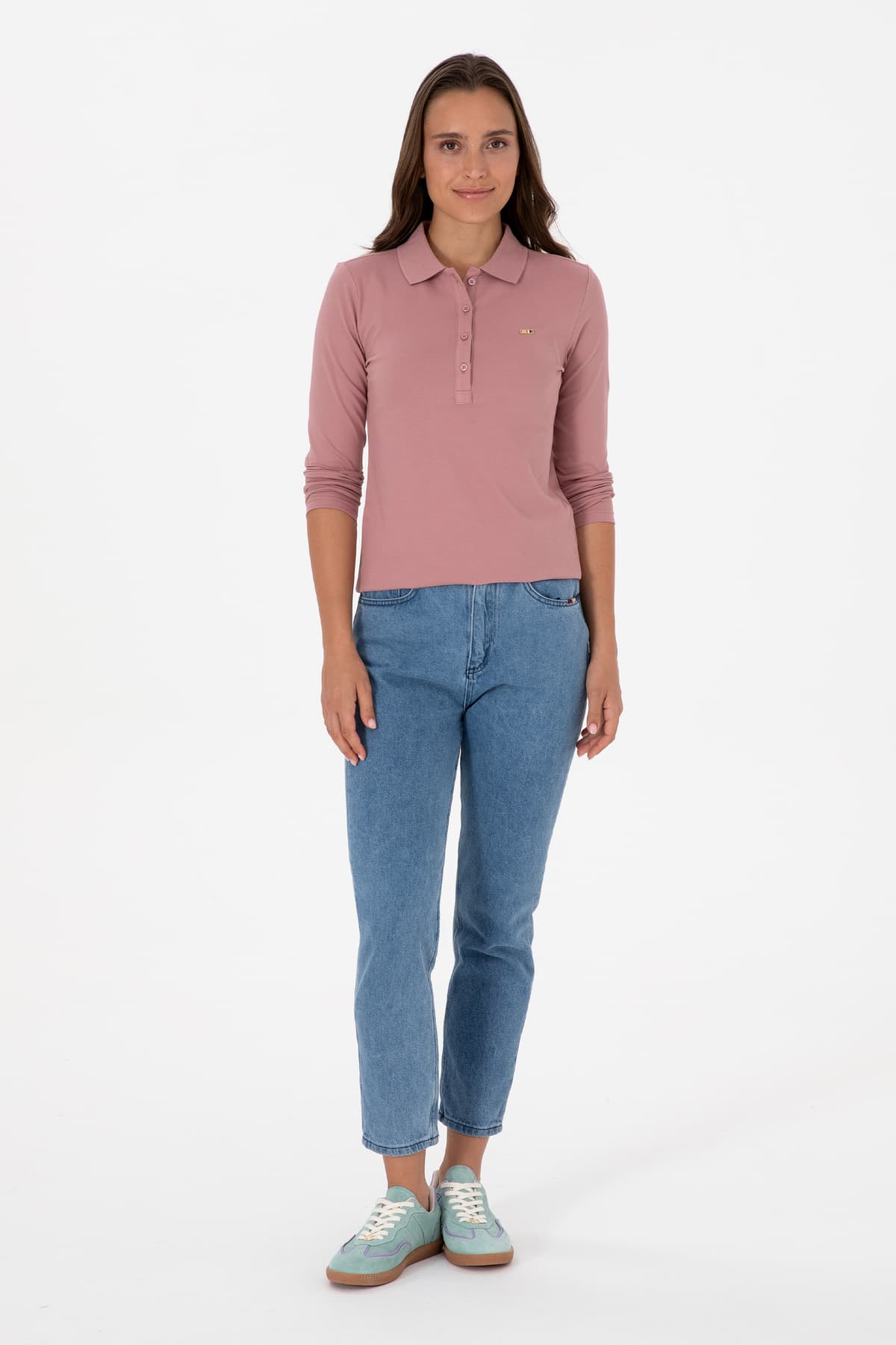سویشرت زنانه U.S. Polo Assn. یقه پولو ساده صورتی چرک مدل 50313593-VR221 سویشرت زنانه U.S. Polo Assn. یقه پولو ساده صورتی چرک مدل 50313593-VR221