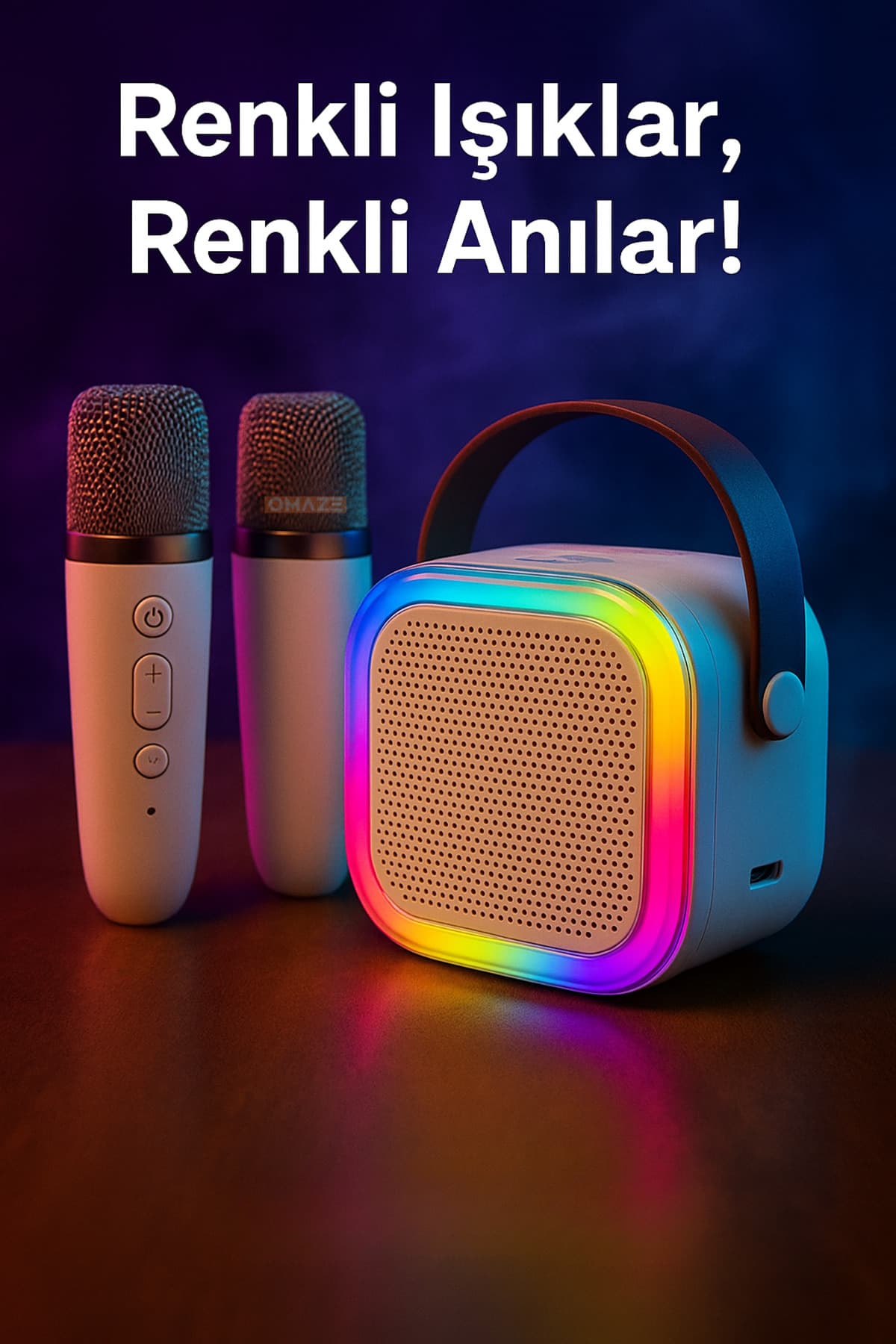 اسپیکر بلوتوثی کارائوکه Omaze با میکروفون نورپردازی RGB و ۵ افکت صوتی اسپیکر بلوتوثی کارائوکه Omaze با میکروفون نورپردازی RGB و ۵ افکت صوتی