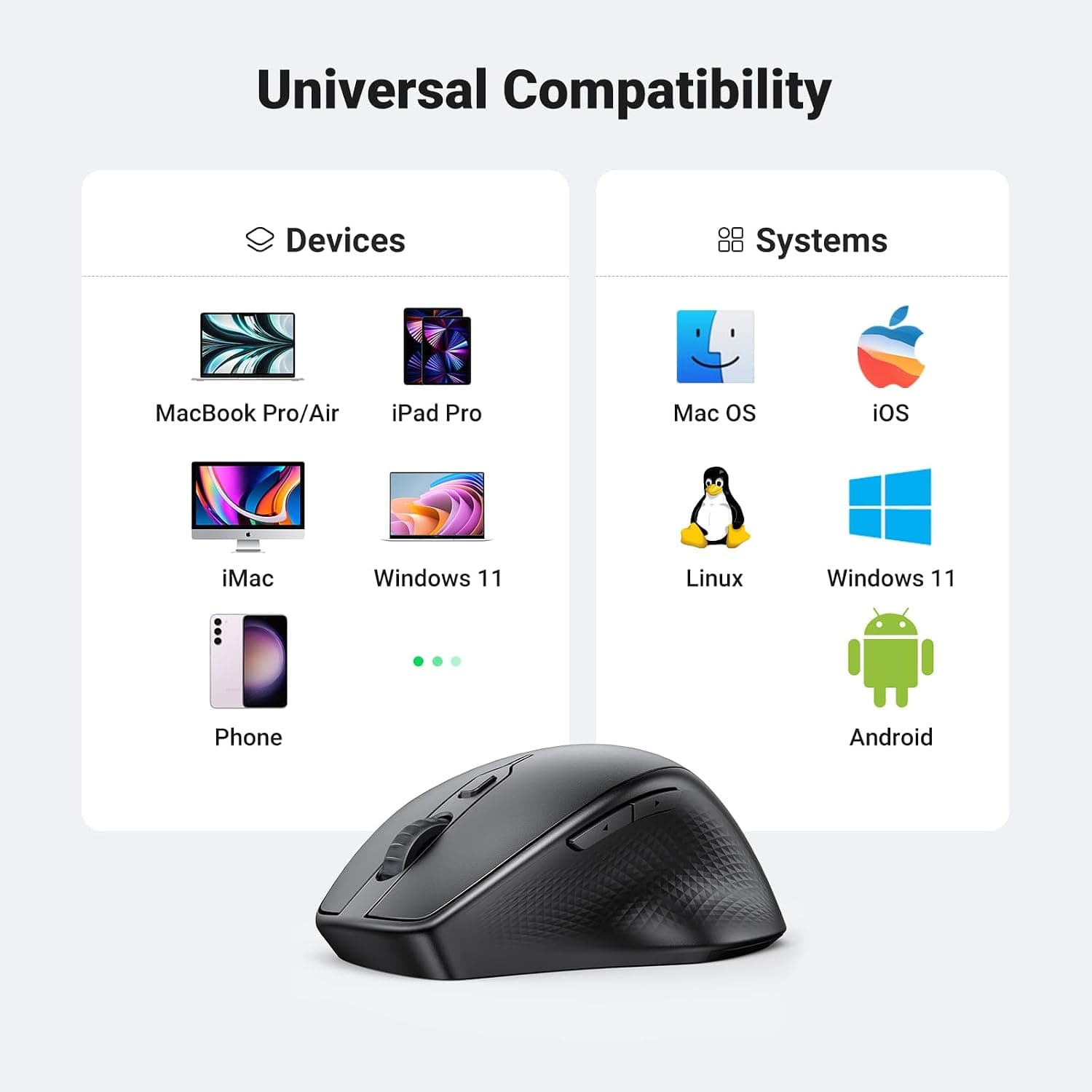 ماوس بیسیم ارگونومیک UGREEN با گیرنده USB، 2.4GHz و 4000 DPI ماوس بیسیم ارگونومیک UGREEN با گیرنده USB، 2.4GHz و 4000 DPI
