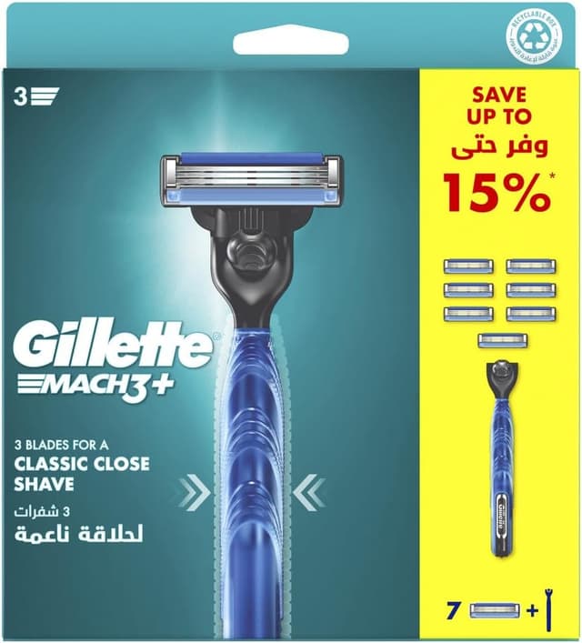 ریشتراش مردانه Gillette تعویضپذیر مدل Mach3+ به همراه دسته و 7 تیغ یدکی ریشتراش مردانه Gillette تعویضپذیر مدل Mach3+ به همراه دسته و 7 تیغ یدکی