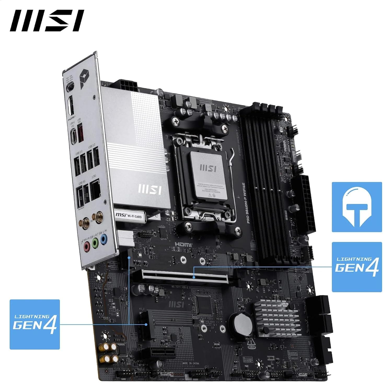 مادربرد MSI مدل PRO B840M-P WIFI6E AM5 DDR5 8000MHZ(OC) MATX مادربرد MSI مدل PRO B840M-P WIFI6E AM5 DDR5 8000MHZ(OC) MATX
