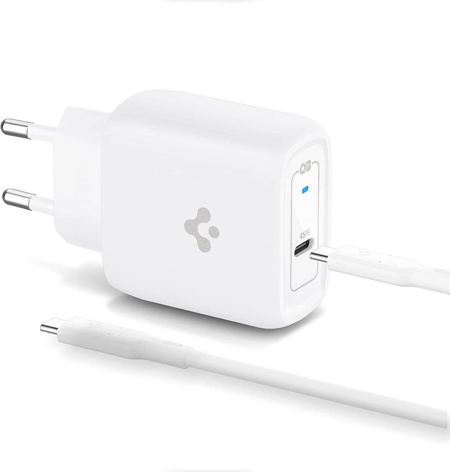 شارژر دیواری Spigen 45W USB-C با کابل شارژ بافته، پشتیبانی از PPS 2.0 و GaN Pro مدل ACH02589 شارژر دیواری Spigen 45W USB-C با کابل شارژ بافته، پشتیبانی از PPS 2.0 و GaN Pro مدل ACH02589