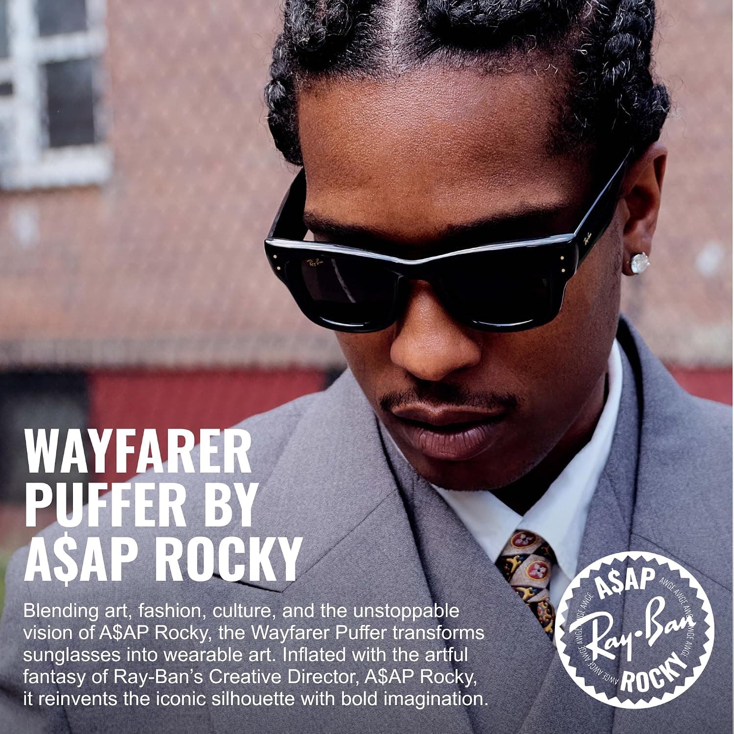 عینک آفتابی مربعی Ray-Ban کالکشن Wayfarer Puffer Blacked Out A$AP Rocky مدل Rb4940 عینک آفتابی مربعی Ray-Ban کالکشن Wayfarer Puffer Blacked Out A$AP Rocky مدل Rb4940
