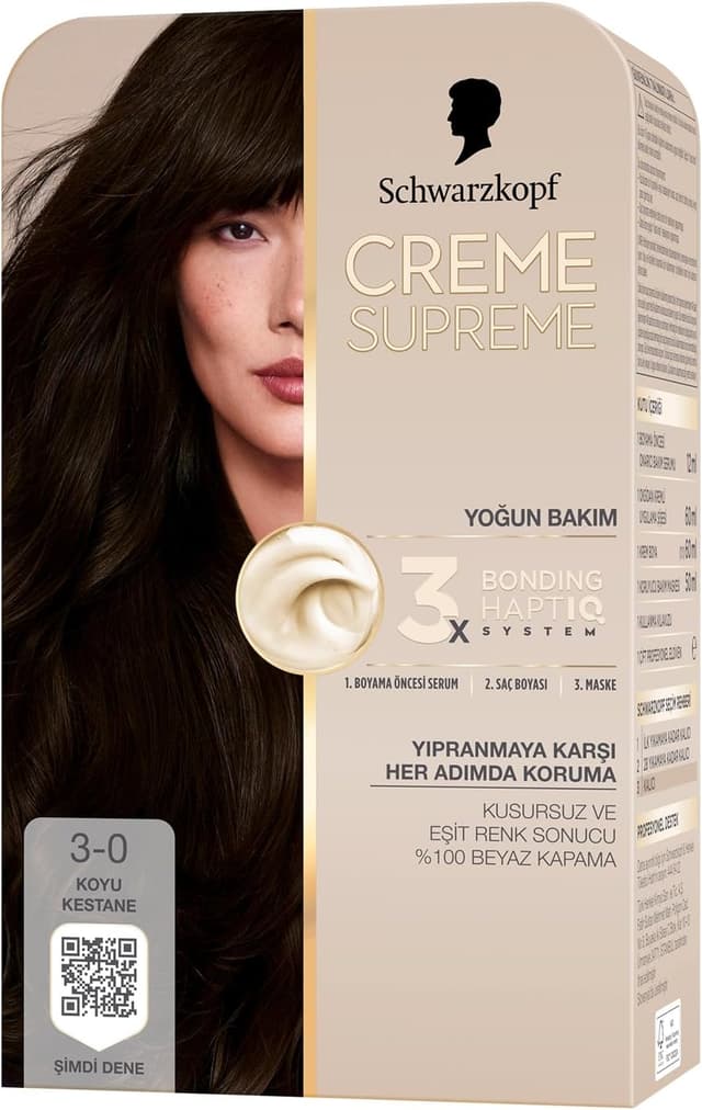 رنگ مو Schwarzkopf مدل Creme Supreme شماره 3-0 کستنایی تیره رنگ مو Schwarzkopf مدل Creme Supreme شماره 3-0 کستنایی تیره