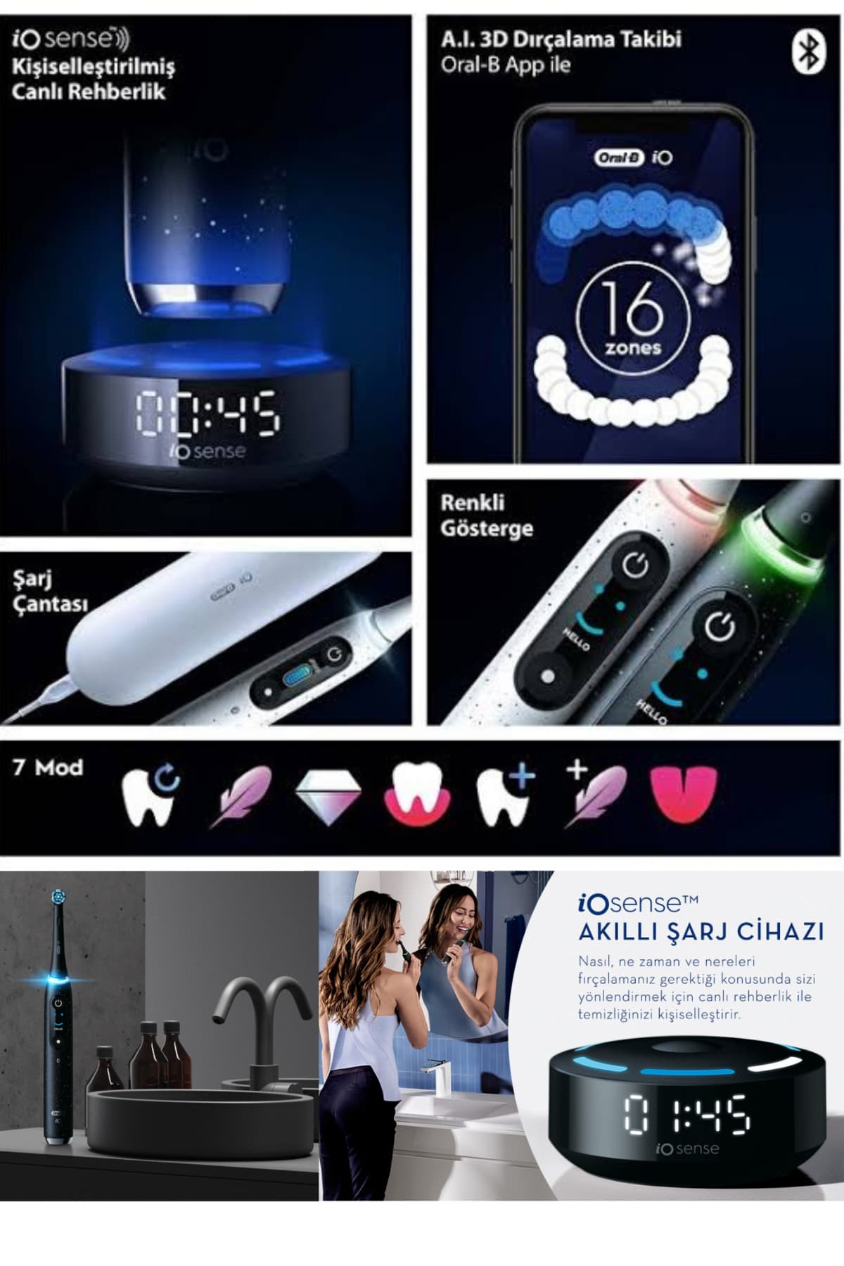 ست دوتایی مسواک شارژی هوشمند Oral-B با فناوری io sense مدل İo 10 سفید استارداست و مشکی کیهانی ست دوتایی مسواک شارژی هوشمند Oral-B با فناوری io sense مدل İo 10 سفید استارداست و مشکی کیهانی