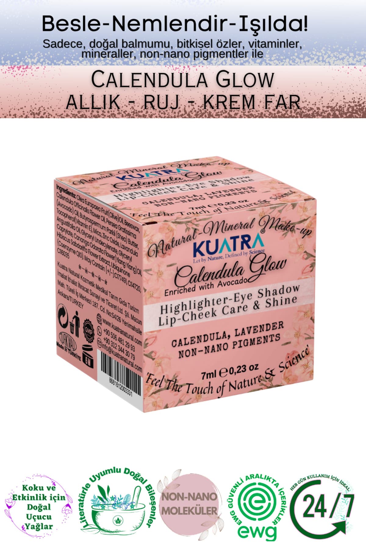 هایلایتر، رژگونه و رژلب Kuatra Calendula Glow هلویی هایلایتر، رژگونه و رژلب Kuatra Calendula Glow هلویی