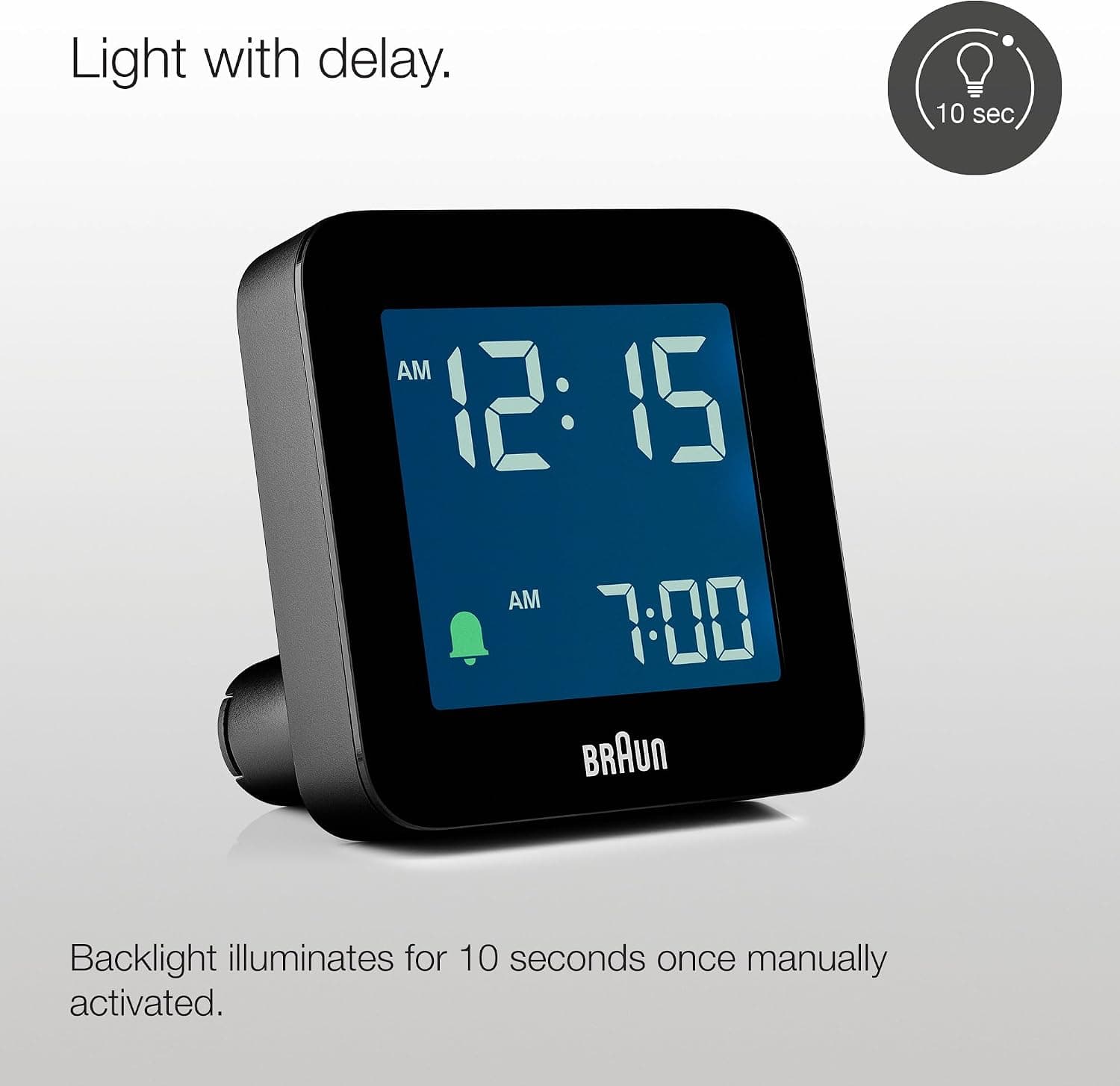 ساعت دیجیتال Braun Crescence مشکی با تعویق زنگ، LCD منفی، تنظیم سریع مدل BC09B ساعت دیجیتال Braun Crescence مشکی با تعویق زنگ، LCD منفی، تنظیم سریع مدل BC09B