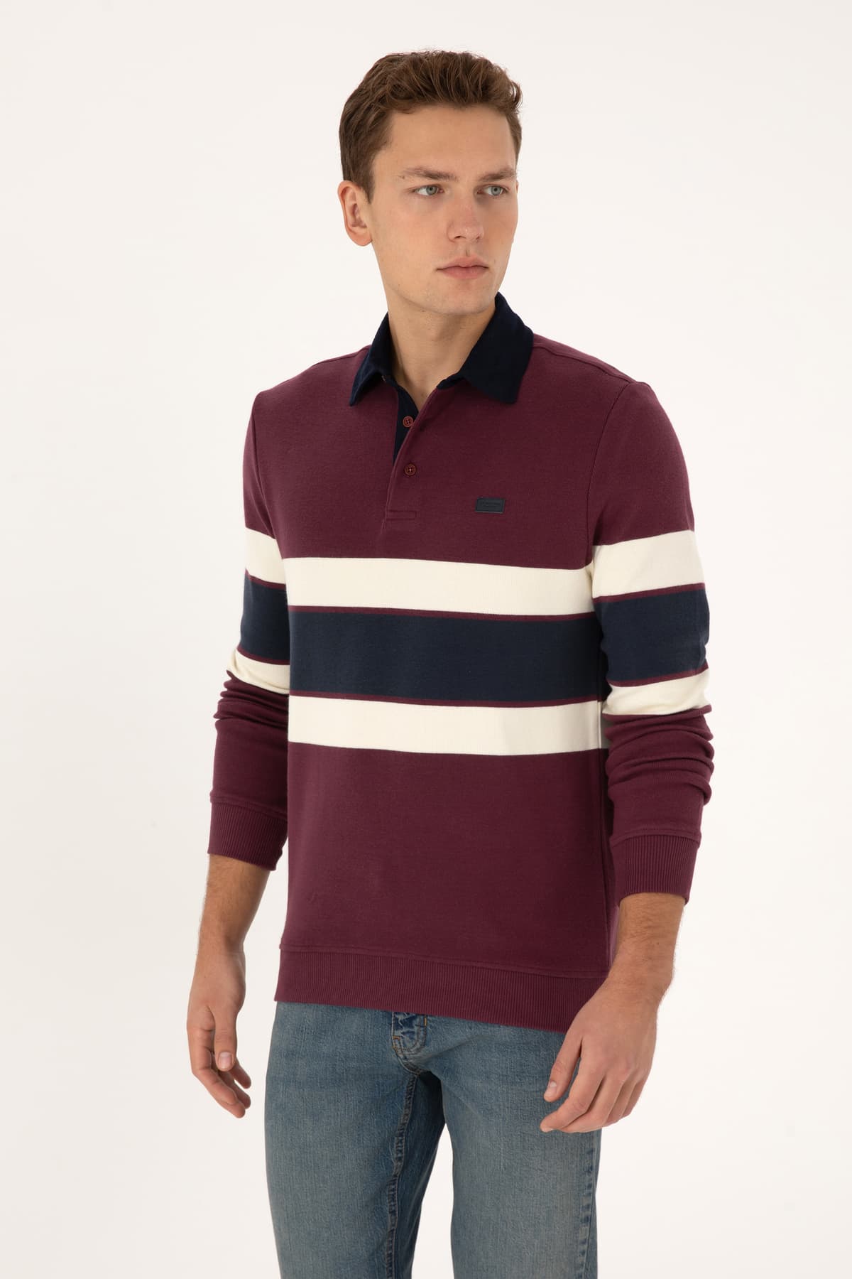 سوئیشرت مردانه U.S. Polo Assn. فیت معمولی زرشکی یقه پولو مدل 50308897-VR177 سوئیشرت مردانه U.S. Polo Assn. فیت معمولی زرشکی یقه پولو مدل 50308897-VR177