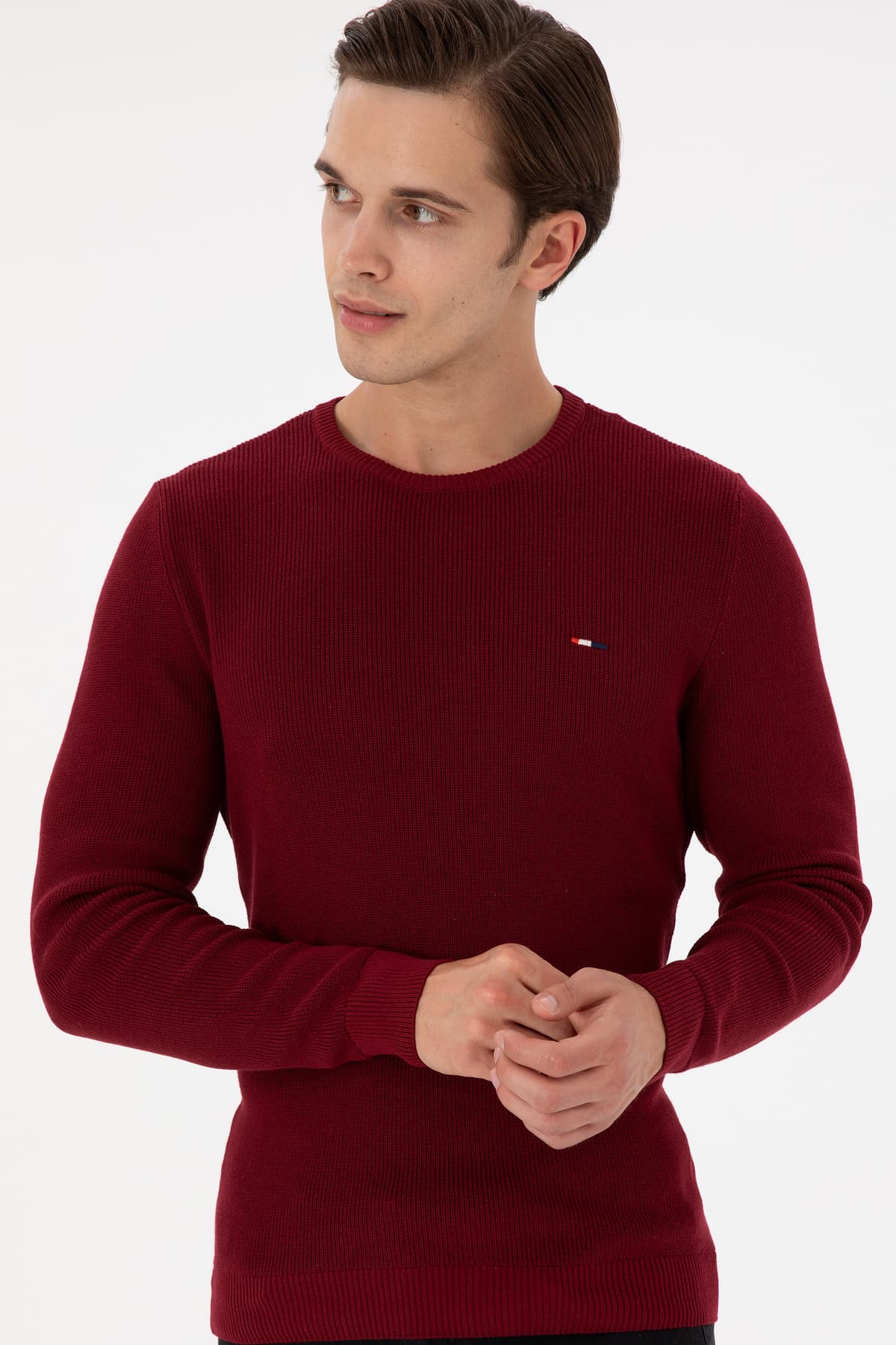 پلیور مردانه U.S. Polo Assn. فیت اسلیم یقه گرد زرشکی مدل 50298282-VR014 پلیور مردانه U.S. Polo Assn. فیت اسلیم یقه گرد زرشکی مدل 50298282-VR014