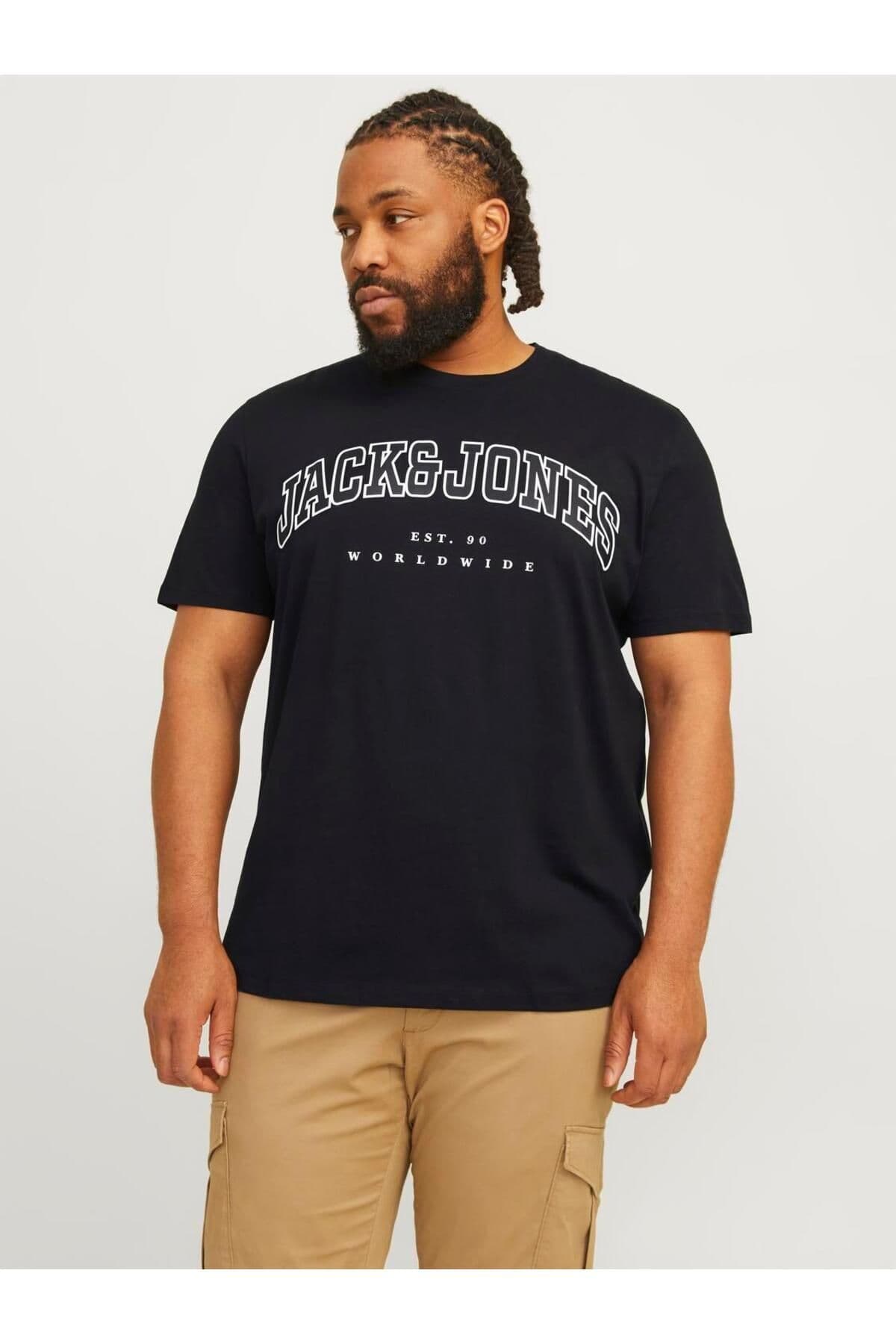 تیشرت مردانه Jack & Jones مشکی سایز بزرگ مدل Jjecaleb 12258871-02 تیشرت مردانه Jack & Jones مشکی سایز بزرگ مدل Jjecaleb 12258871-02