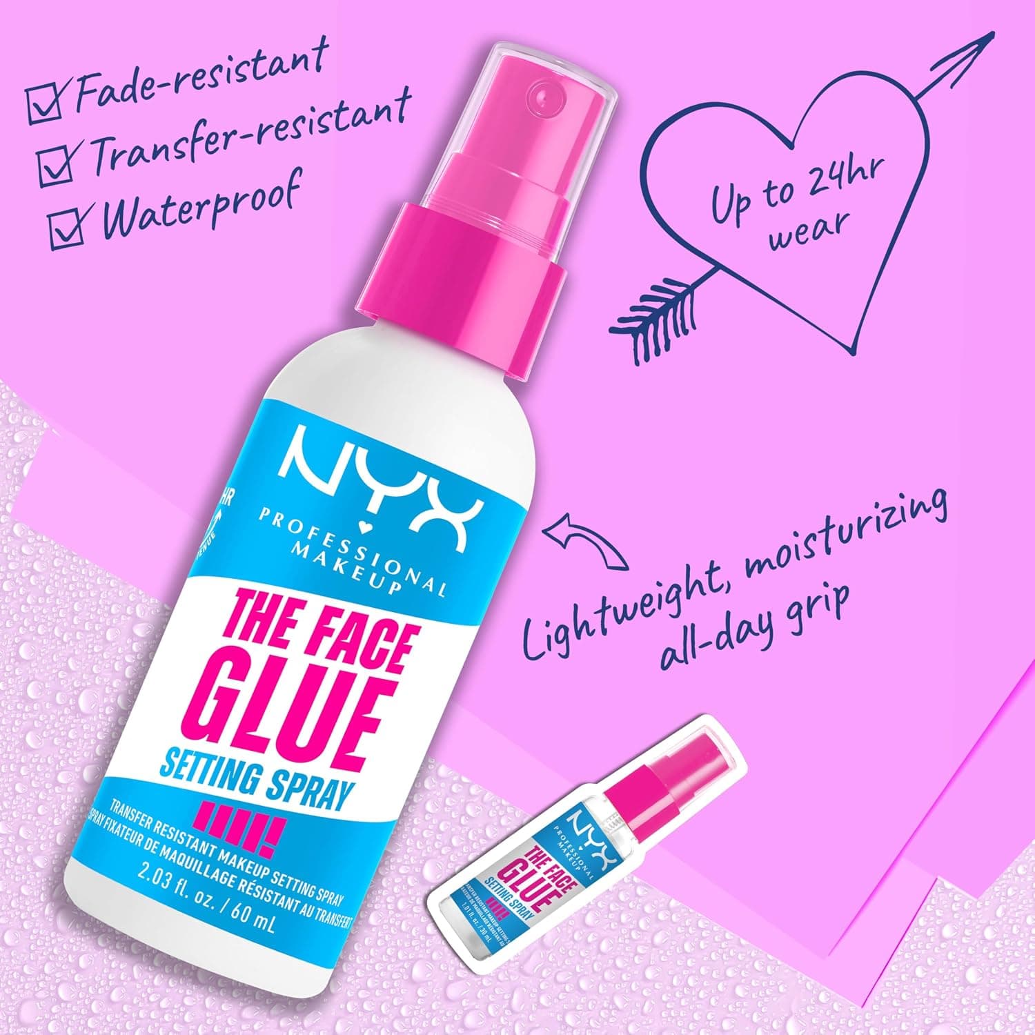 اسپری تثبیت آرایش NYX Professional Makeup ضدانتقال ۲۴ساعته ضدآب The Face Glue 60ml اسپری تثبیت آرایش NYX Professional Makeup ضدانتقال ۲۴ساعته ضدآب The Face Glue 60ml