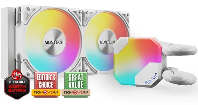 خنککننده مایع پردازنده AIO Montech HyperFlow ARGB 240 سازگار با Intel&AMD با پمپ آب 3100RPM و 3X فن Metal Pro 12 ARGB سفید خنککننده مایع پردازنده AIO Montech HyperFlow ARGB 240 سازگار با Intel&AMD با پمپ آب 3100RPM و 3X فن Metal Pro 12 ARGB سفید