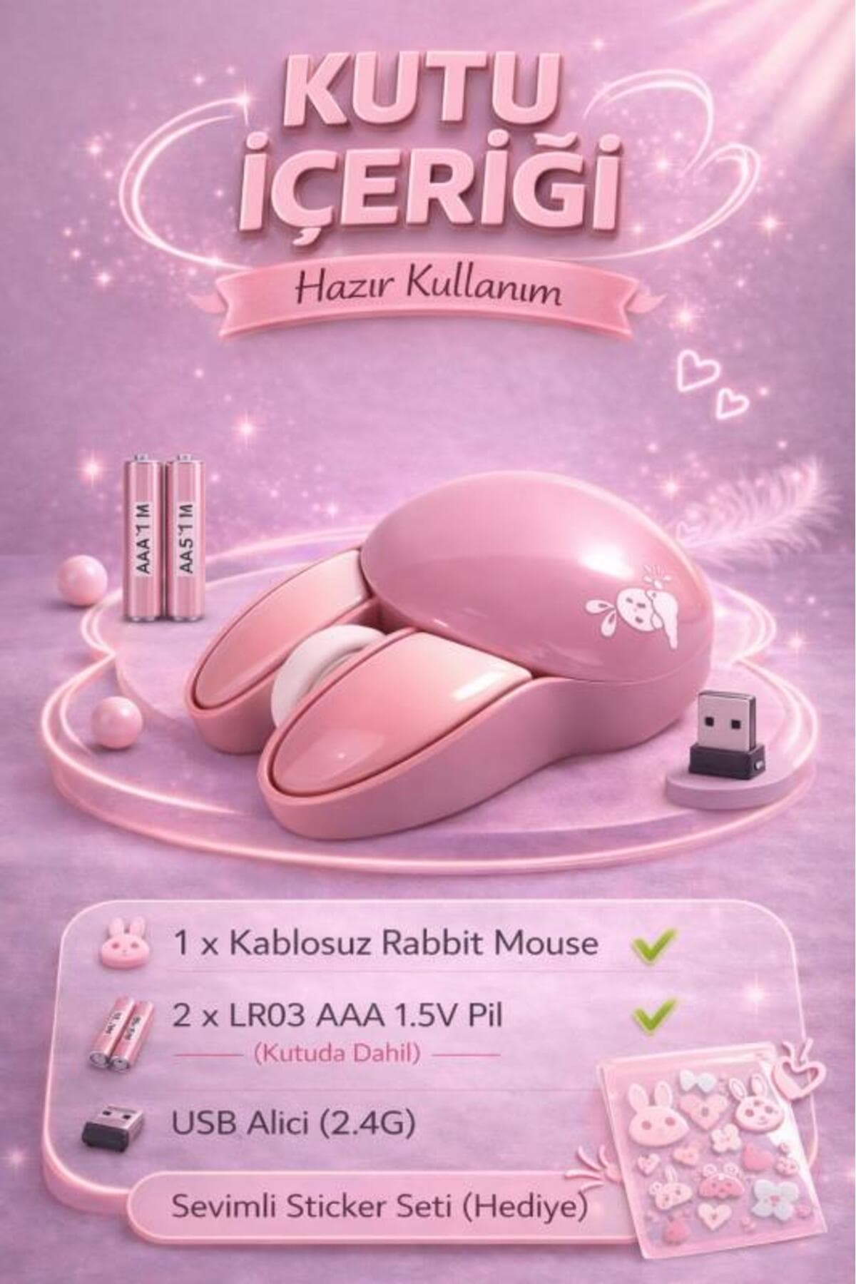 ماوس NDNeed طرح خرگوش سهبعدی صورتی بلوتوث + 2.4G دو حالته ماوس NDNeed طرح خرگوش سهبعدی صورتی بلوتوث + 2.4G دو حالته