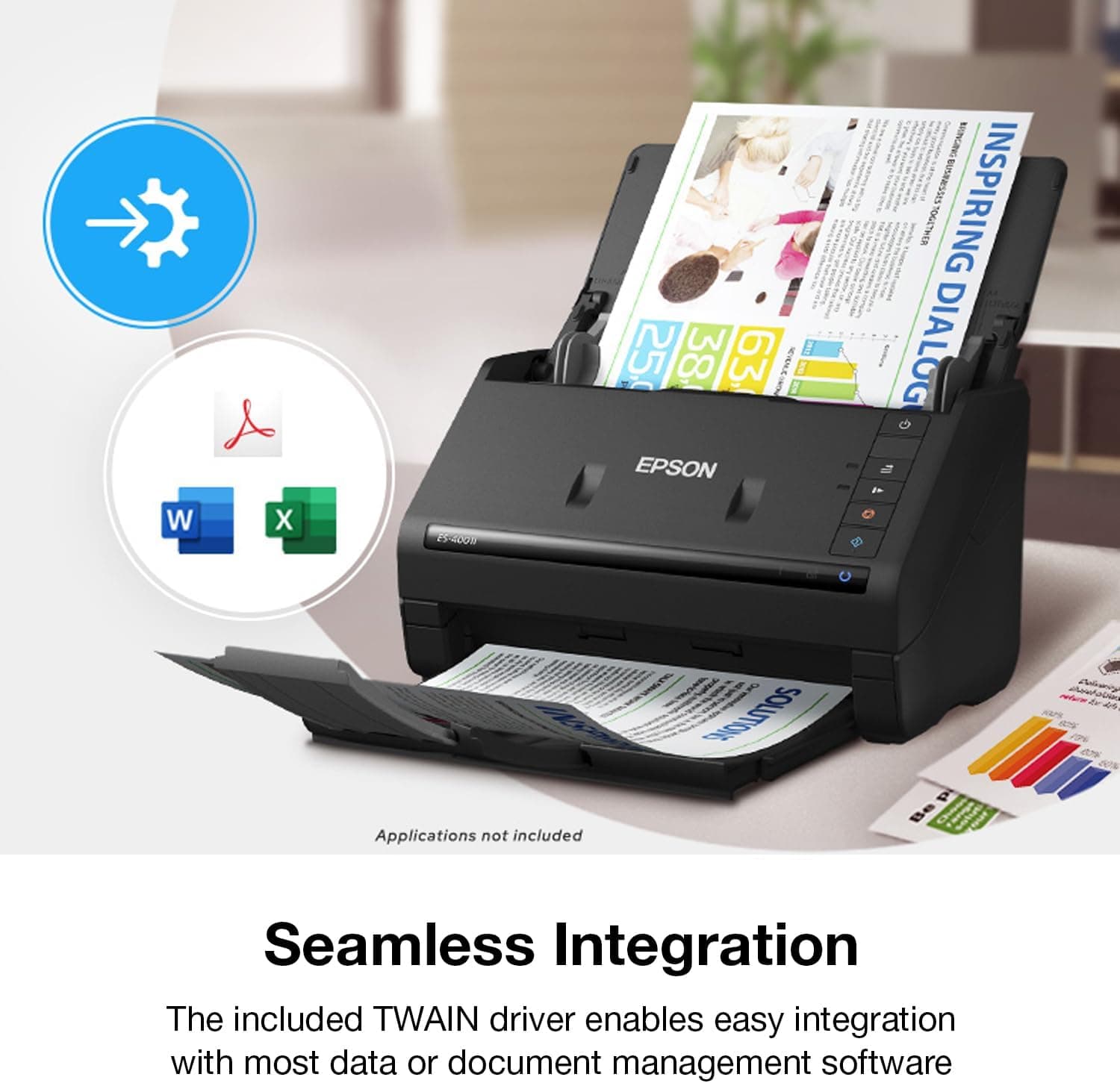 اسکنر اسناد رومیزی رنگی دورو Epson Workforce برای PC و Mac با تغذیه خودکار اسناد (ADF) مدل ES-400 II اسکنر اسناد رومیزی رنگی دورو Epson Workforce برای PC و Mac با تغذیه خودکار اسناد (ADF) مدل ES-400 II