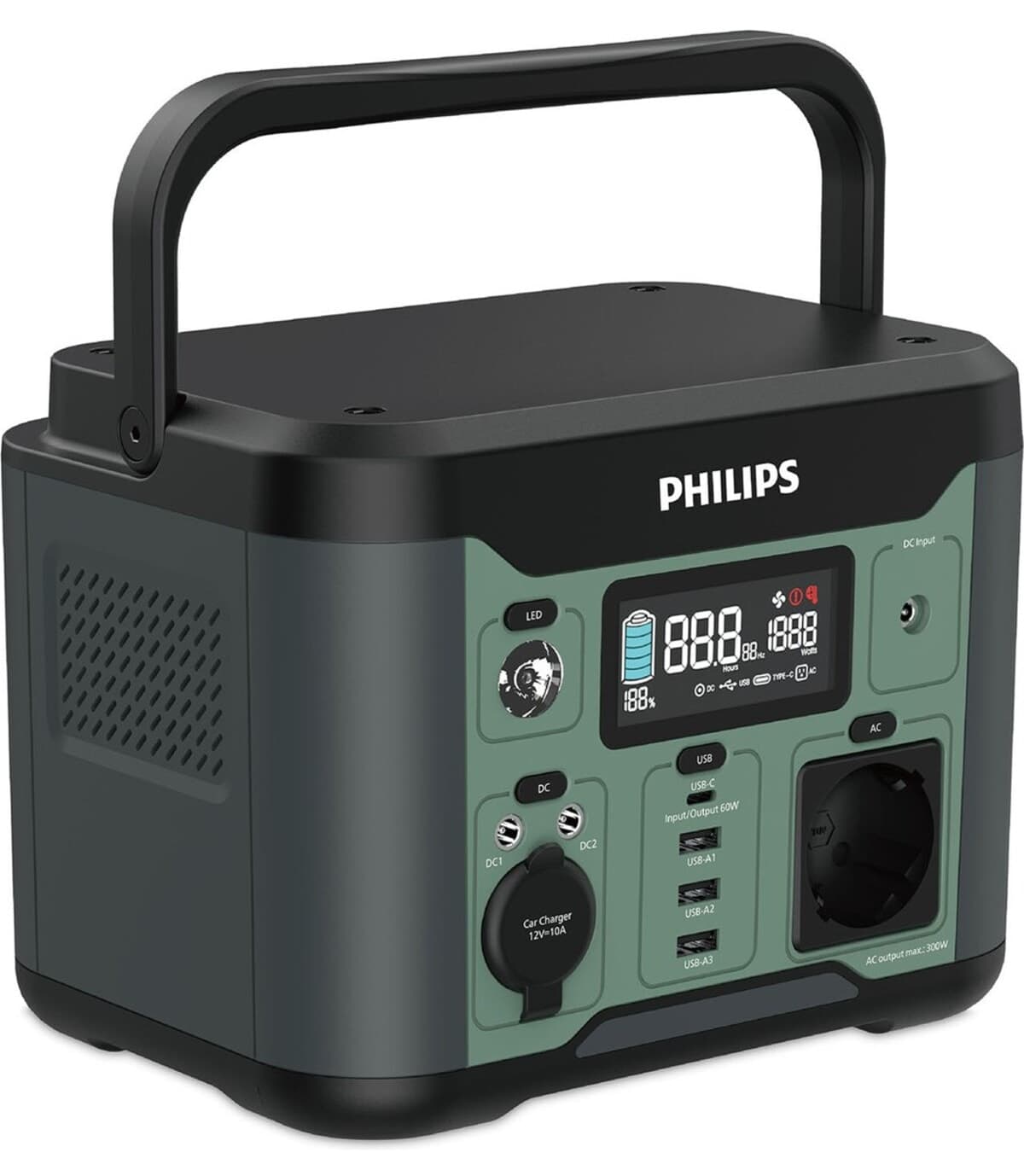 منبع تغذیه قابل حمل Philips مشکی خروجی AC/DC سازگار با 300W مدل DLP8091CB منبع تغذیه قابل حمل Philips مشکی خروجی AC/DC سازگار با 300W مدل DLP8091CB
