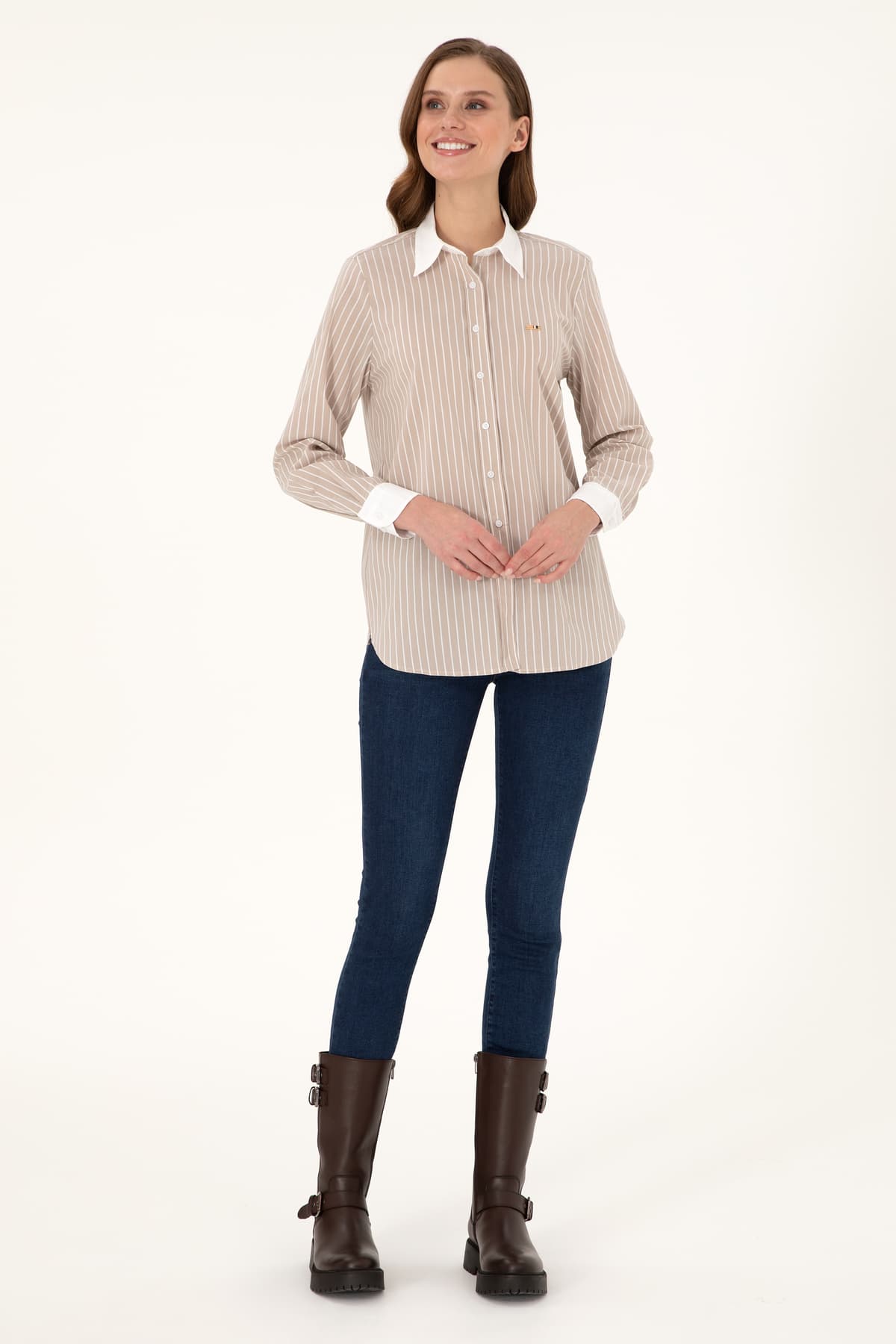 تونیک زنانه U.S. Polo Assn. آستین بلند با راهراه شنی مدل 50297107-VR085 تونیک زنانه U.S. Polo Assn. آستین بلند با راهراه شنی مدل 50297107-VR085