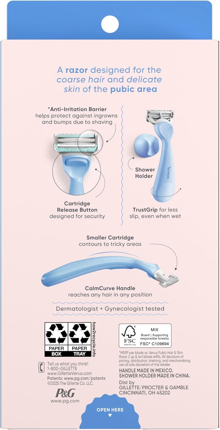 ماشین اصلاح بیکینی زنانه Gillette Venus با ۴ تیغ یدک ماشین اصلاح بیکینی زنانه Gillette Venus با ۴ تیغ یدک