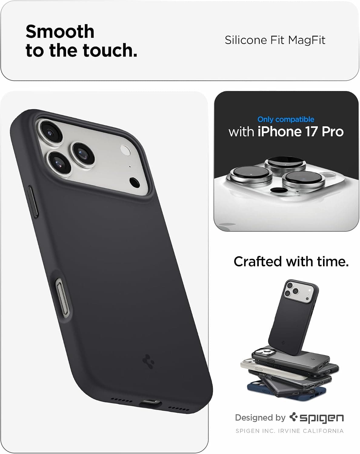 قاب MagSafe سازگار با iPhone 17 Pro Spigen Silicone Fit Mag Fit مشکی مدل ACS09955 قاب MagSafe سازگار با iPhone 17 Pro Spigen Silicone Fit Mag Fit مشکی مدل ACS09955