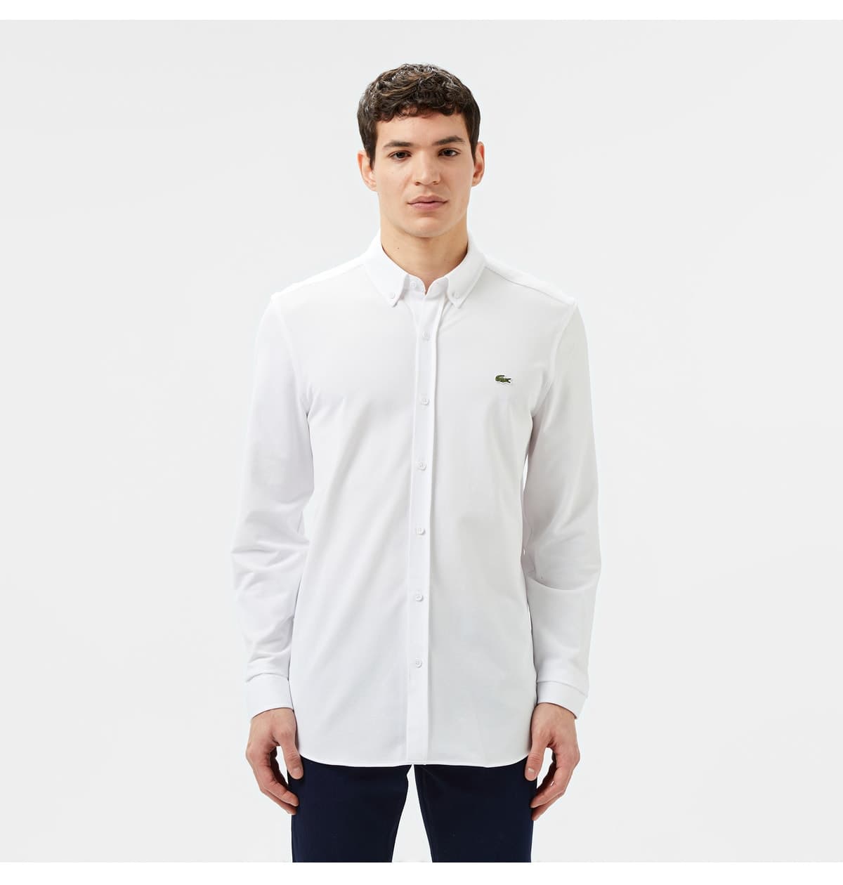 پیراهن مردانه Lacoste سفید یقه دکمهدار فیت اسلیم پیراهن مردانه Lacoste سفید یقه دکمهدار فیت اسلیم