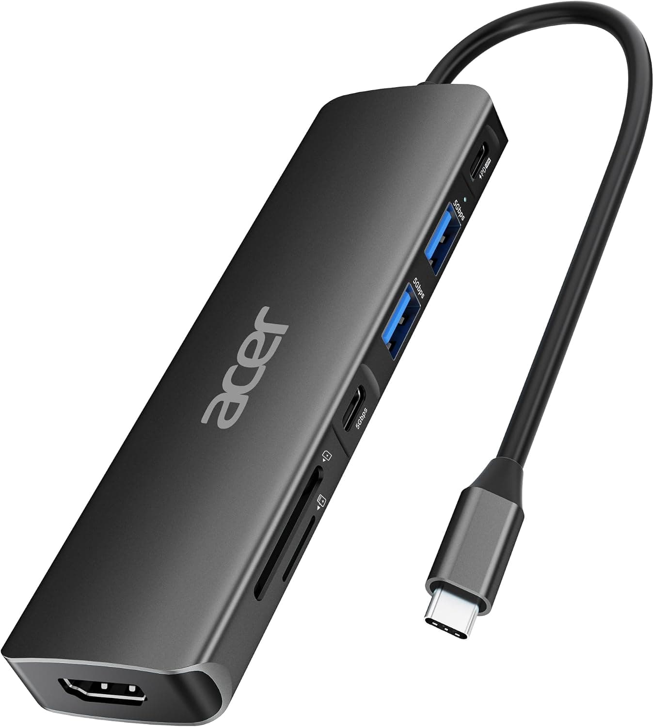 هاب USB-C هفتکاره Acer با خروجی 4K HDMI و کارتخوان SD هاب USB-C هفتکاره Acer با خروجی 4K HDMI و کارتخوان SD
