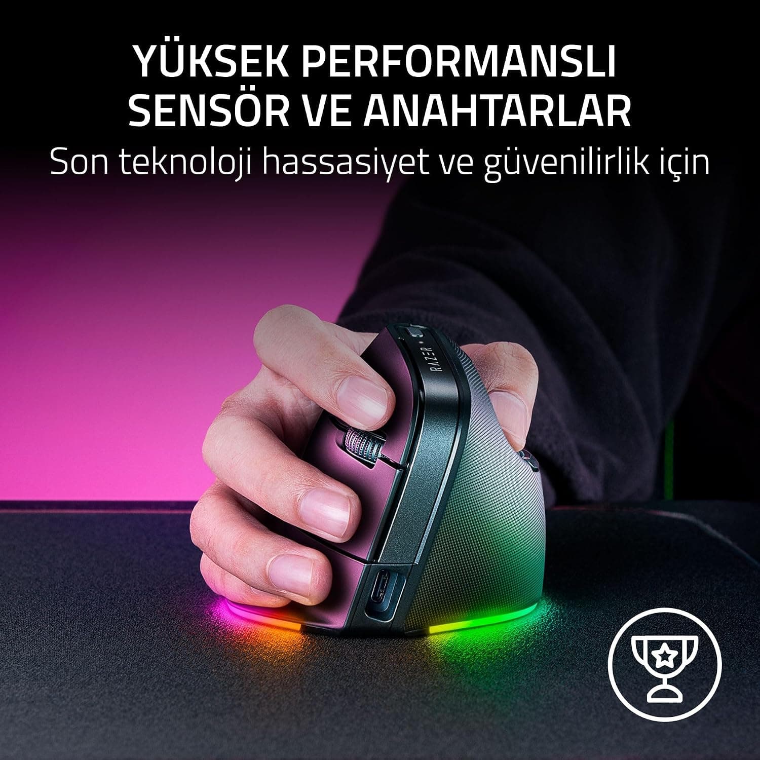 ماوس عمودی بیسیم ارگونومیک راستدست Razer Pro Click V2 مشکی با حسگر اپتیکال 30K ماوس عمودی بیسیم ارگونومیک راستدست Razer Pro Click V2 مشکی با حسگر اپتیکال 30K