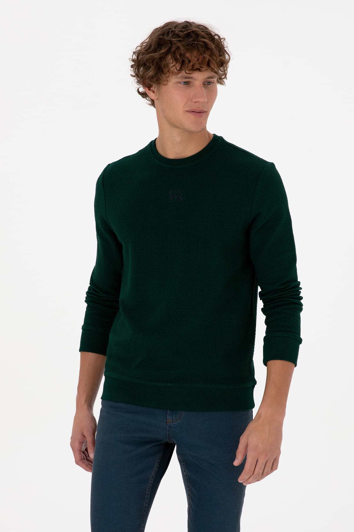 سوئیشرت مردانه U.S. Polo Assn. فیت معمولی یقه گرد سبز تیره مدل 50308649-VR079 سوئیشرت مردانه U.S. Polo Assn. فیت معمولی یقه گرد سبز تیره مدل 50308649-VR079