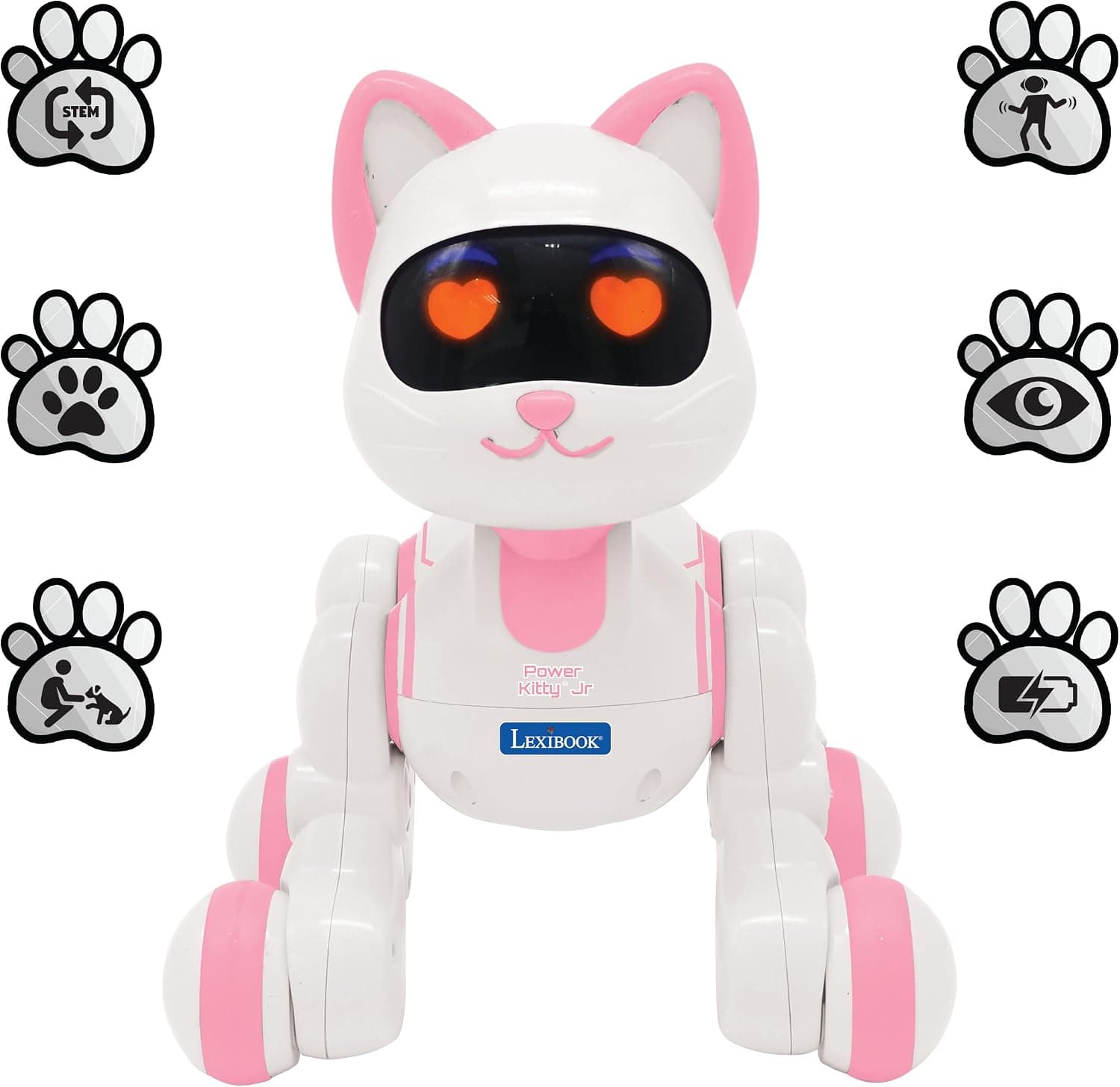گربه کنترلی آموزشی Lexibook Power Kitty Jr. با چشمهای تعاملی، برنامهپذیر STEM، باتری قابل شارژ، صورتی/سفید مدل KIT01 گربه کنترلی آموزشی Lexibook Power Kitty Jr. با چشمهای تعاملی، برنامهپذیر STEM، باتری قابل شارژ، صورتی/سفید مدل KIT01