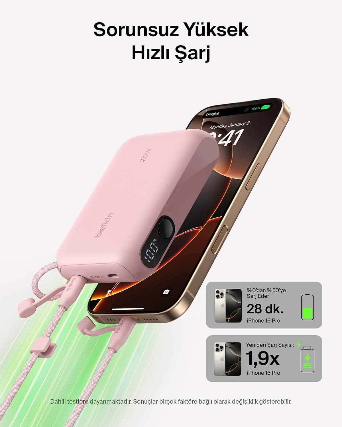 پاوربانک Belkin با نمایشگر دیجیتال باتری صورتی مدل BoostCharge 10000 mAh پاوربانک Belkin با نمایشگر دیجیتال باتری صورتی مدل BoostCharge 10000 mAh