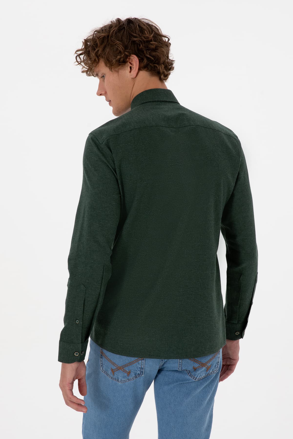 پیراهن مردانه سبز تیره آستین بلند U.S. Polo Assn. ساده مدل 50316721-VR079 پیراهن مردانه سبز تیره آستین بلند U.S. Polo Assn. ساده مدل 50316721-VR079