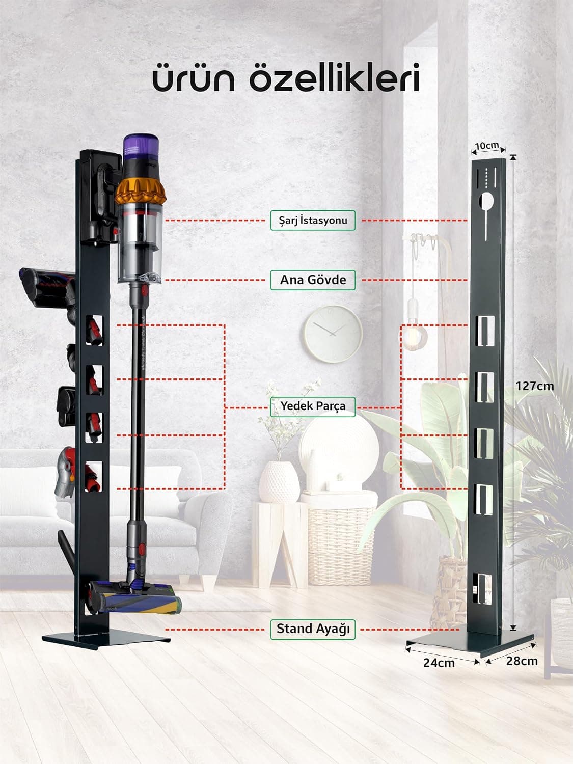 پایه ایستاده جاروبرقی شارژی Genel سازگار با همه مدلها و Dyson V15-Gen5 ضدزنگ پایه ایستاده جاروبرقی شارژی Genel سازگار با همه مدلها و Dyson V15-Gen5 ضدزنگ