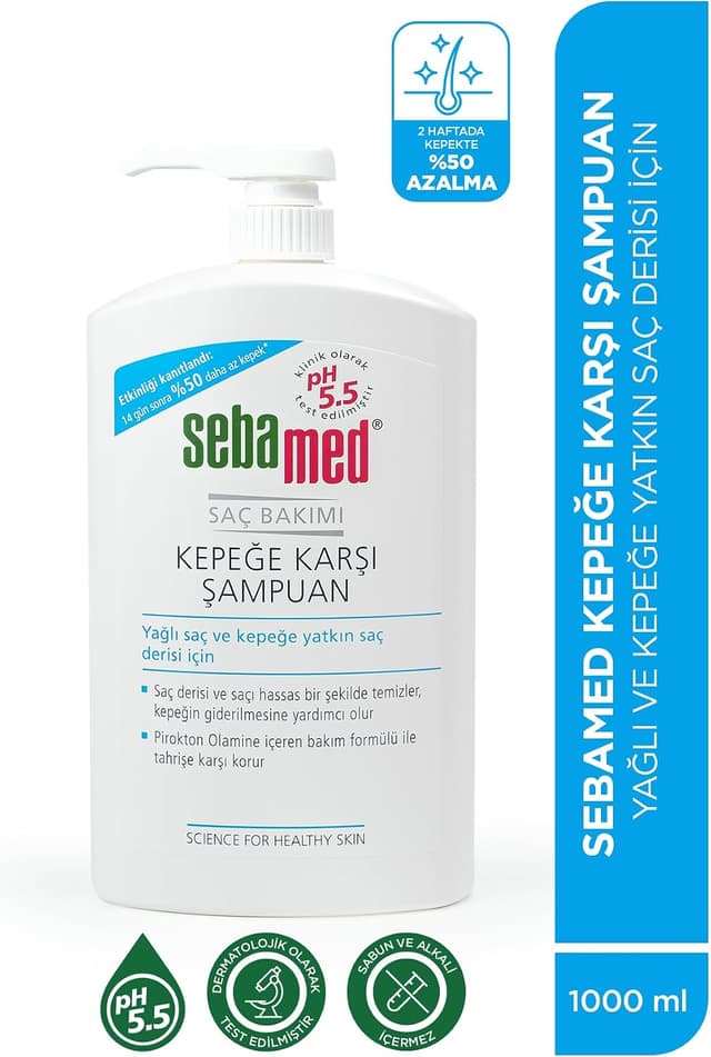 شامپو ضدشوره Sebamed حاوی Pirokton Olamin با اثر ضدچربی 1000 ml شامپو ضدشوره Sebamed حاوی Pirokton Olamin با اثر ضدچربی 1000 ml
