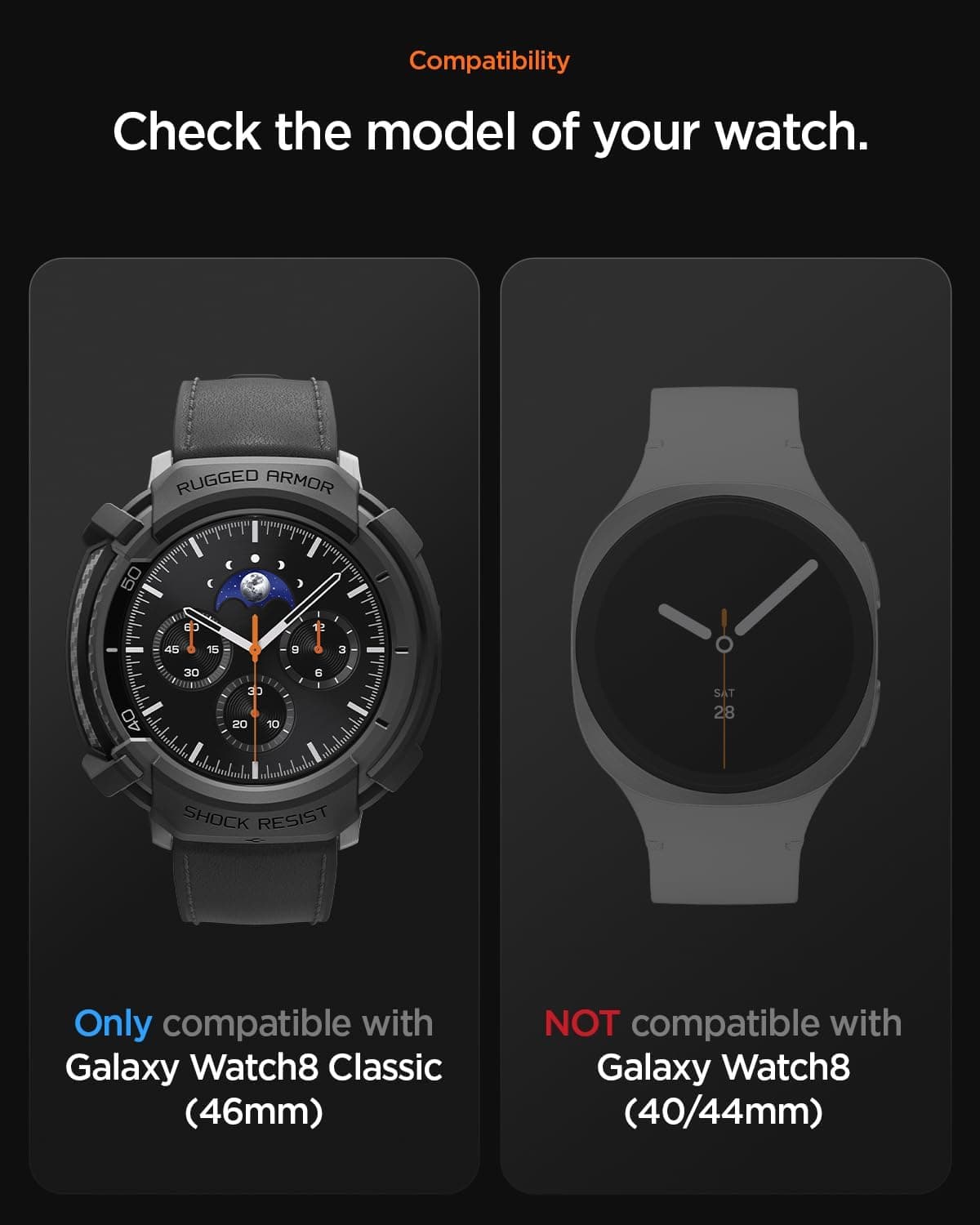 قاب سازگار با Galaxy Watch 8 Classic (46mm) Spigen Rugged Armor مشکی مات مدل ACS10012 قاب سازگار با Galaxy Watch 8 Classic (46mm) Spigen Rugged Armor مشکی مات مدل ACS10012