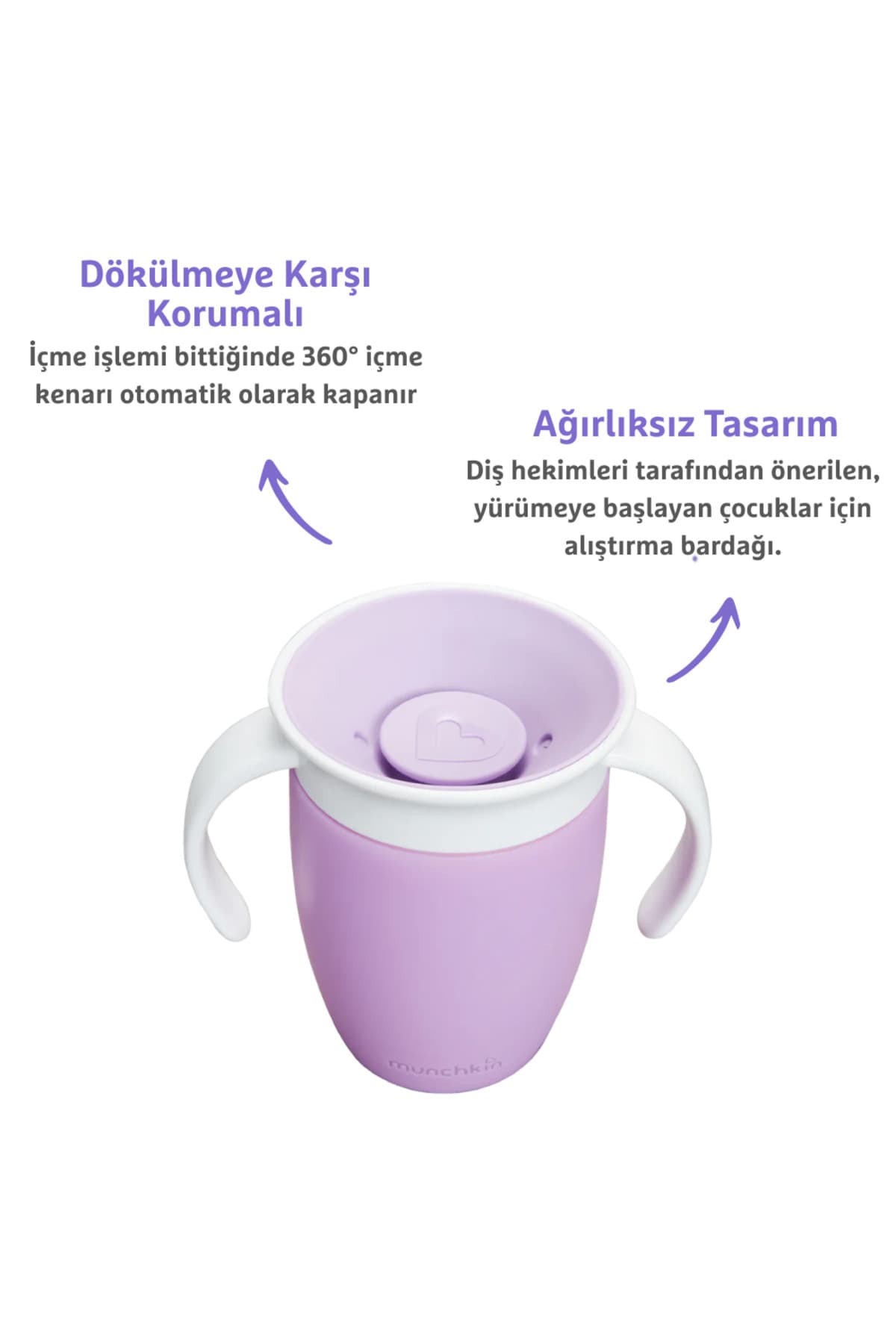 لیوان آموزشی کودک Munchkin Mucize 360 بنفش 207ml 6ay+ 1 عدد لیوان آموزشی کودک Munchkin Mucize 360 بنفش 207ml 6ay+ 1 عدد