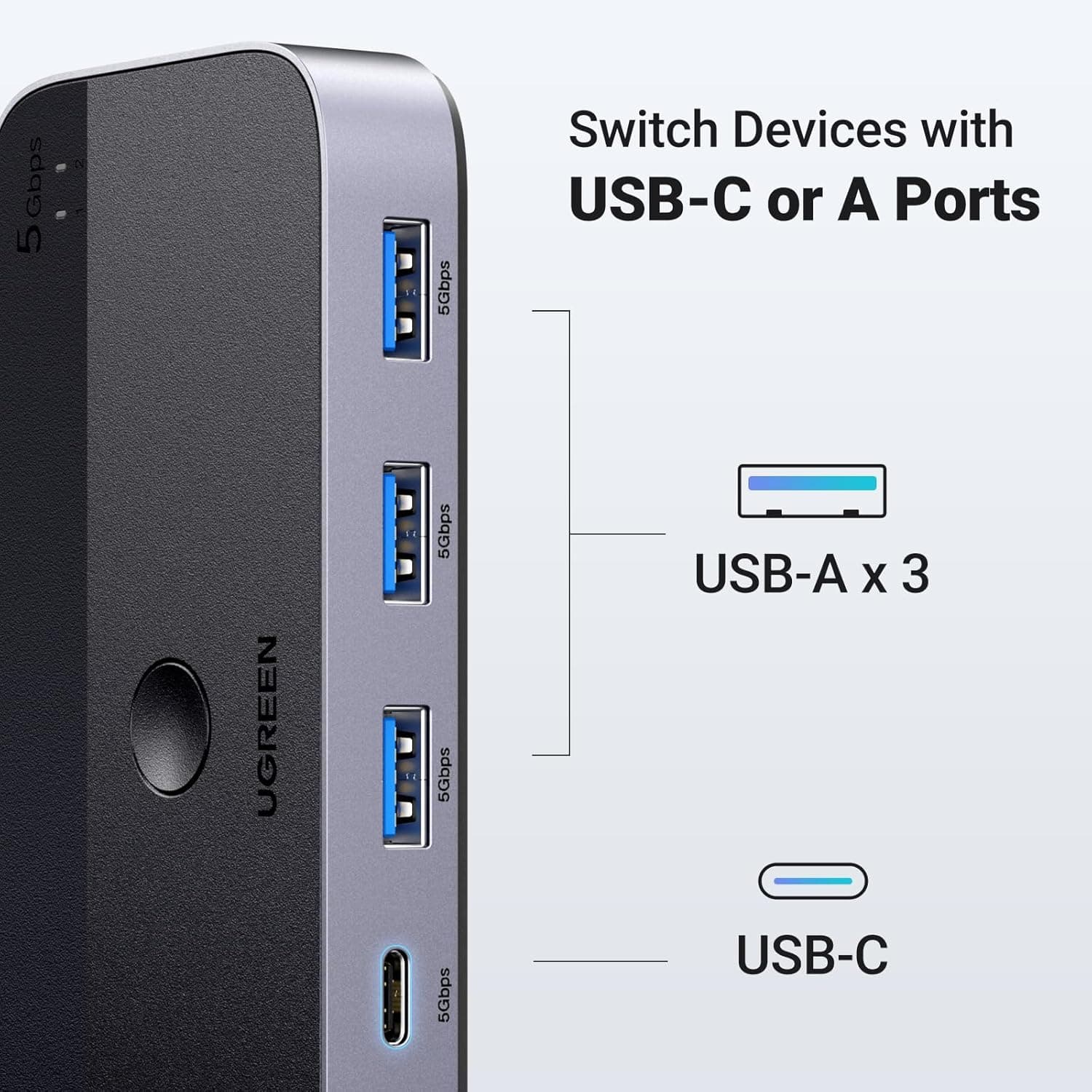 سوییچ USB 3.0 UGREEN مدل 2PC، KVM دو ورودی چهار خروجی با بدنه آلومینیومی سوییچ USB 3.0 UGREEN مدل 2PC، KVM دو ورودی چهار خروجی با بدنه آلومینیومی
