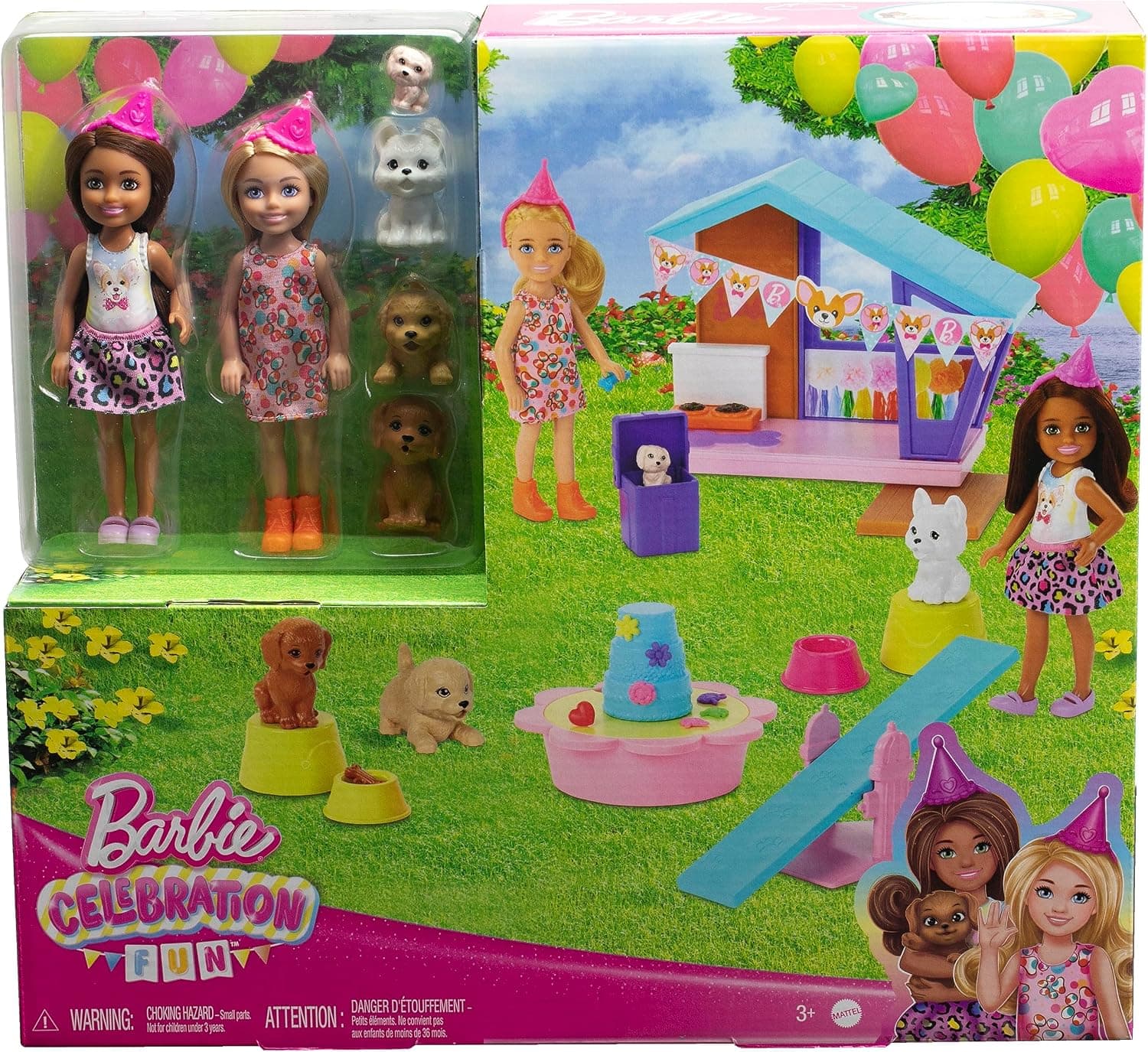 ست بازی تولد سگ کوچولوی Barbie Chelsea با 2 عروسک کوچک، لانه سگ، تولهسگها و بیش از 15 اکسسوری جشن مدل HJY88 ست بازی تولد سگ کوچولوی Barbie Chelsea با 2 عروسک کوچک، لانه سگ، تولهسگها و بیش از 15 اکسسوری جشن مدل HJY88